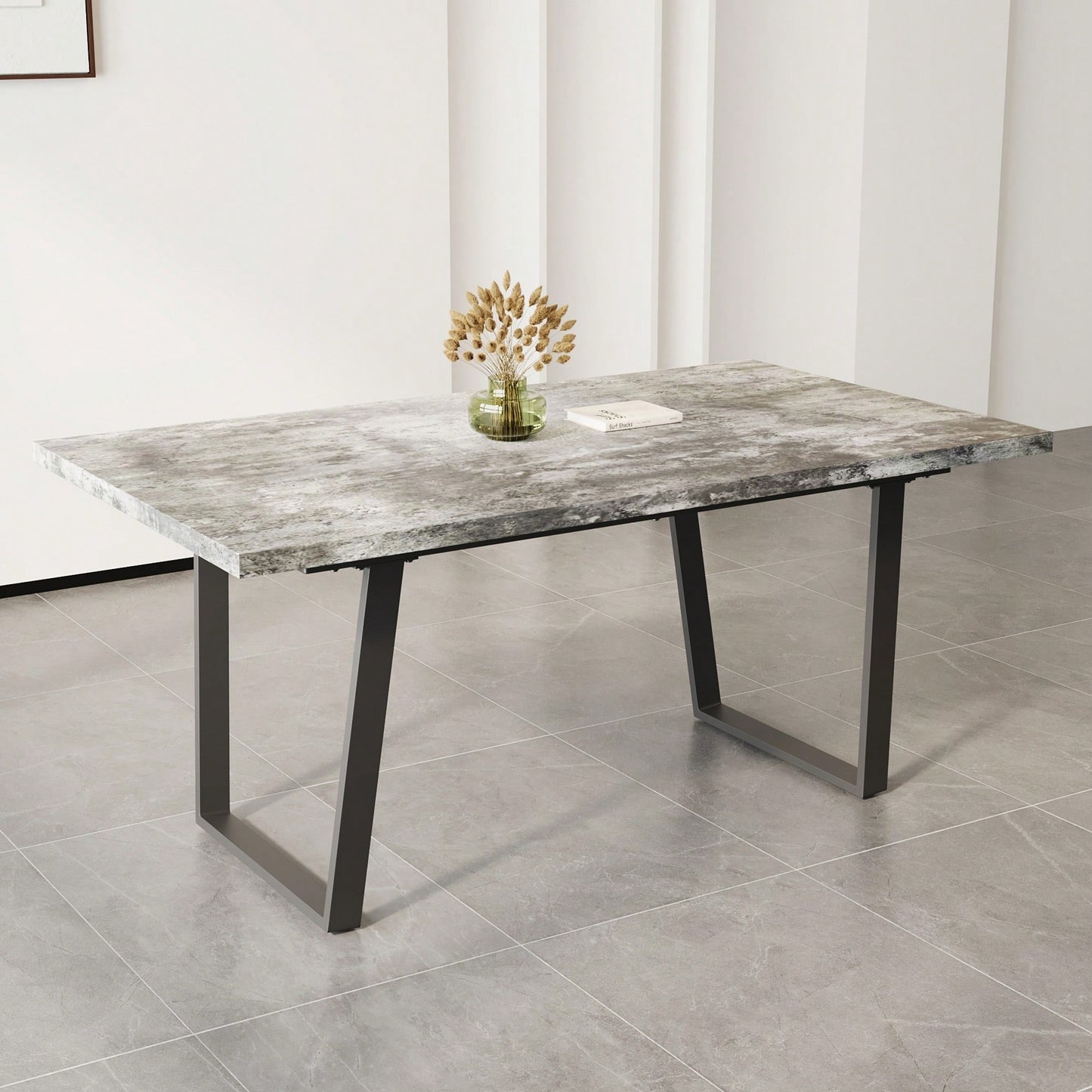 Modern 62.9-Inch Rectangular Wooden Dining Table For 6 People Ideal For Kitchen And Dining Rooms