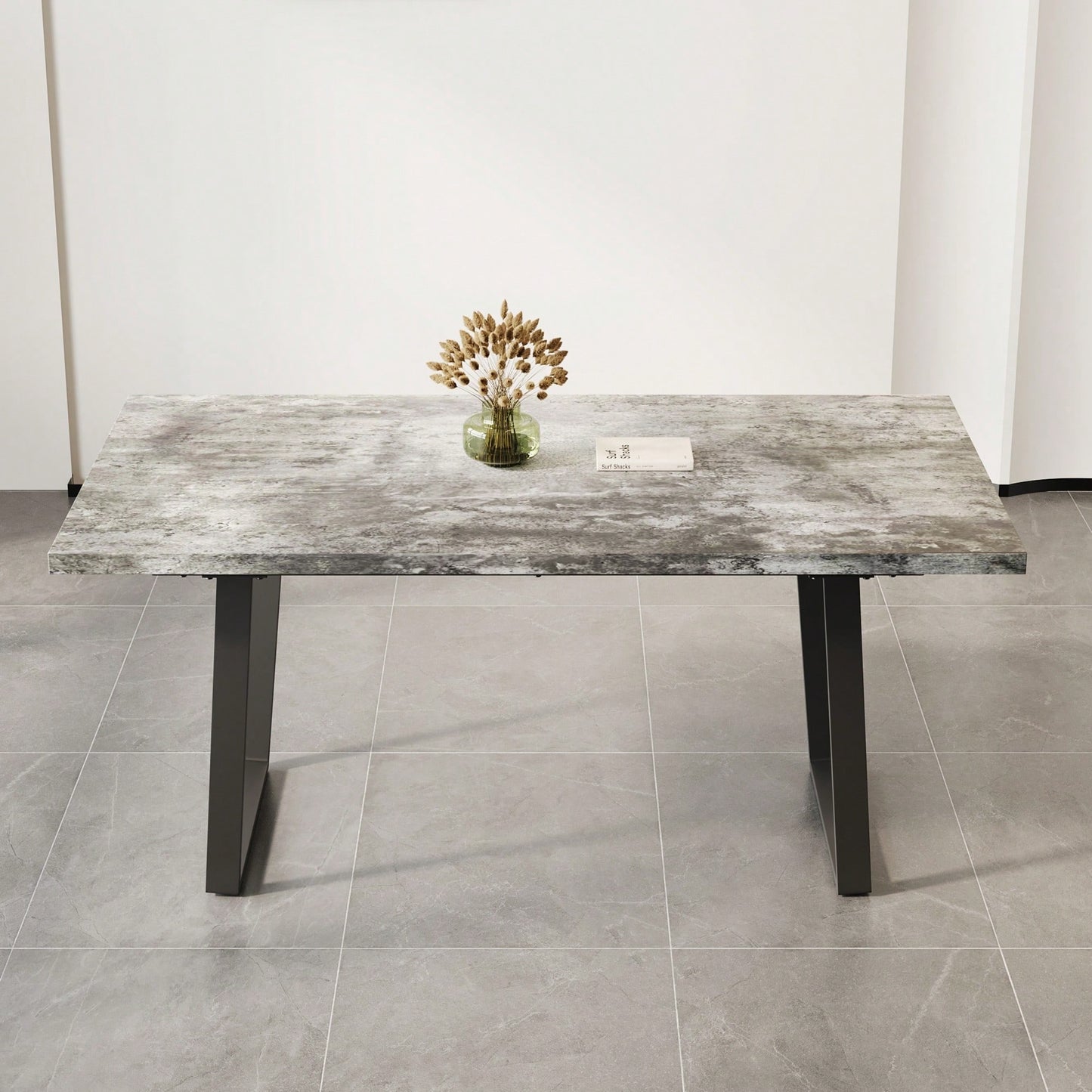 Modern 62.9-Inch Rectangular Wooden Dining Table For 6 People Ideal For Kitchen And Dining Rooms