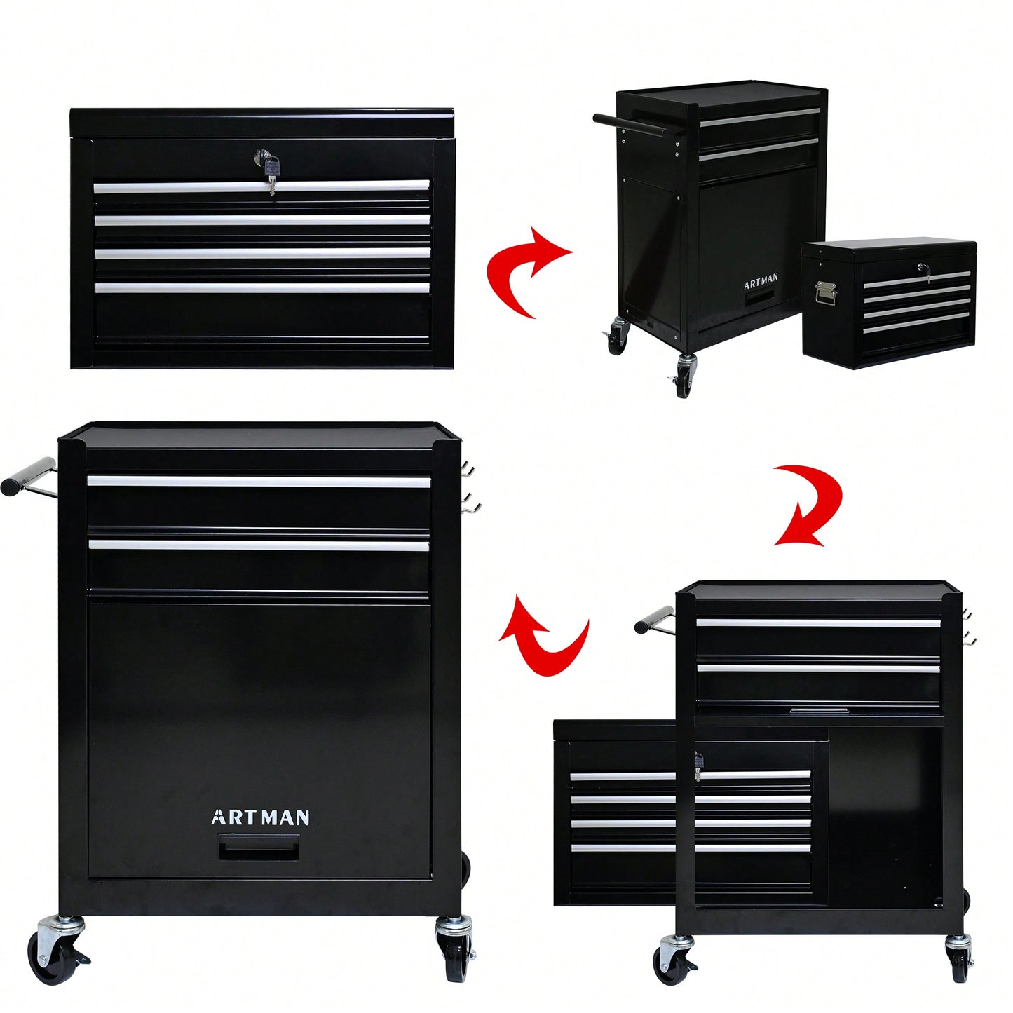 High Capacity Rolling Tool Chest With Wheels And 6 Spacious Drawers For Convenient Tool Storage