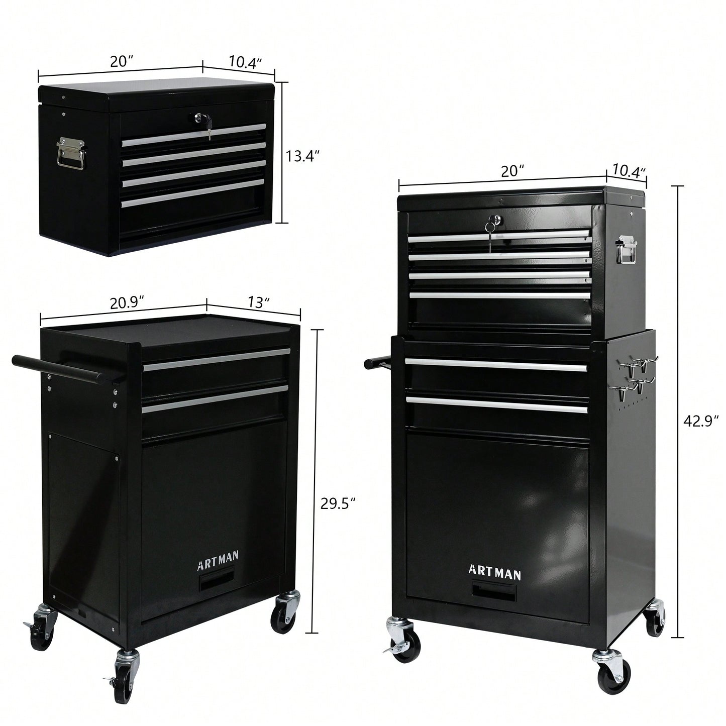 High Capacity Rolling Tool Chest With Wheels And 6 Spacious Drawers For Convenient Tool Storage