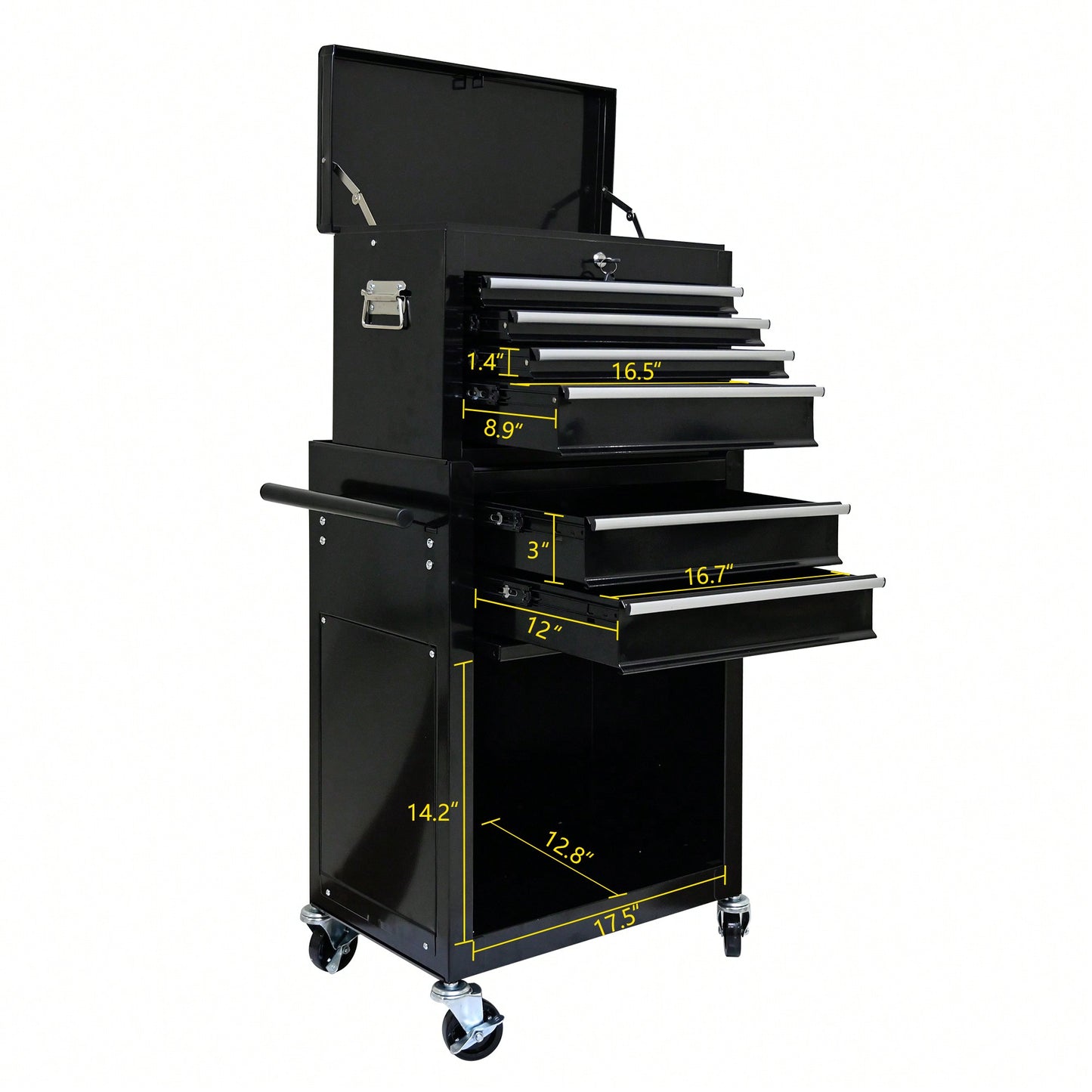 High Capacity Rolling Tool Chest With Wheels And 6 Spacious Drawers For Convenient Tool Storage