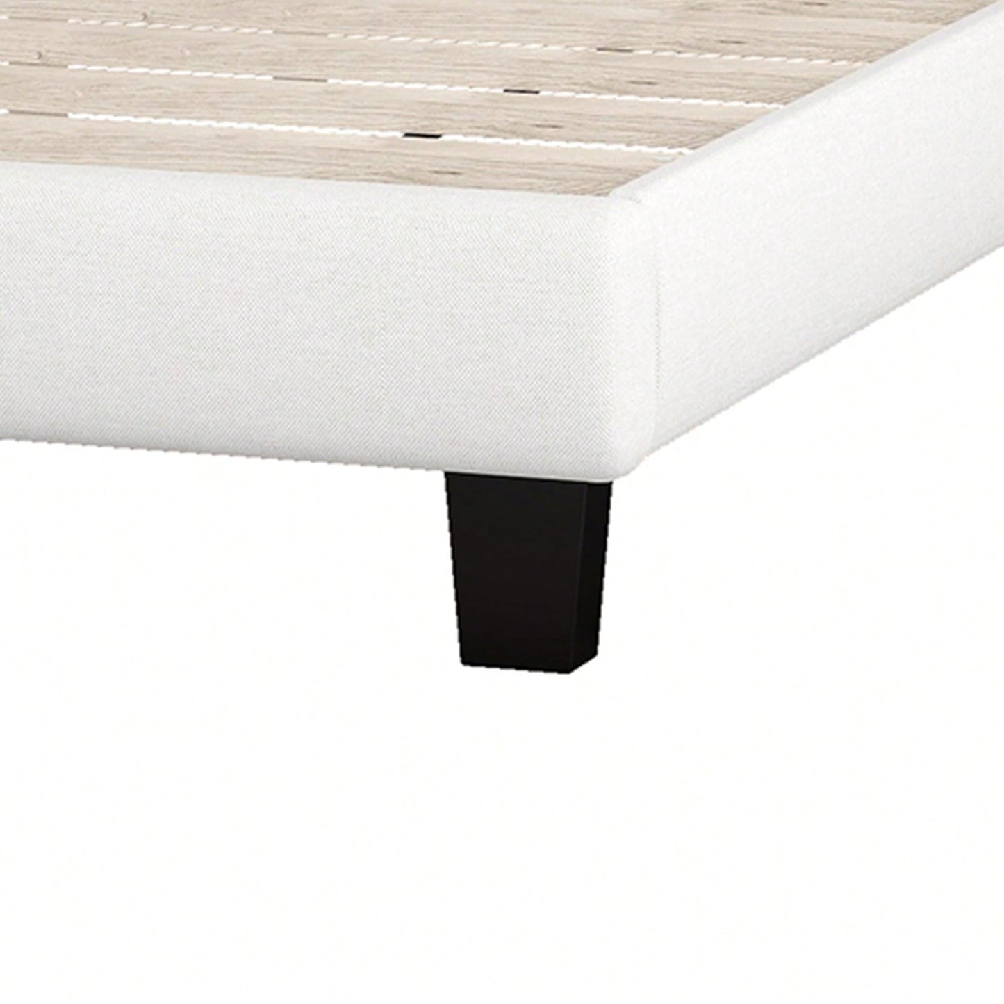Upholstered Full Platform Bed With Saddle Curved Headboard And Diamond Tufted Design Beige