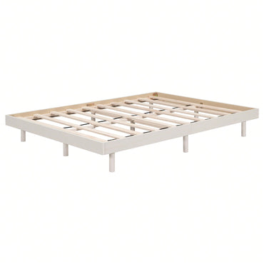 Modern White Washed Full Floating Platform Bed Frame For Stylish Bedroom Decor