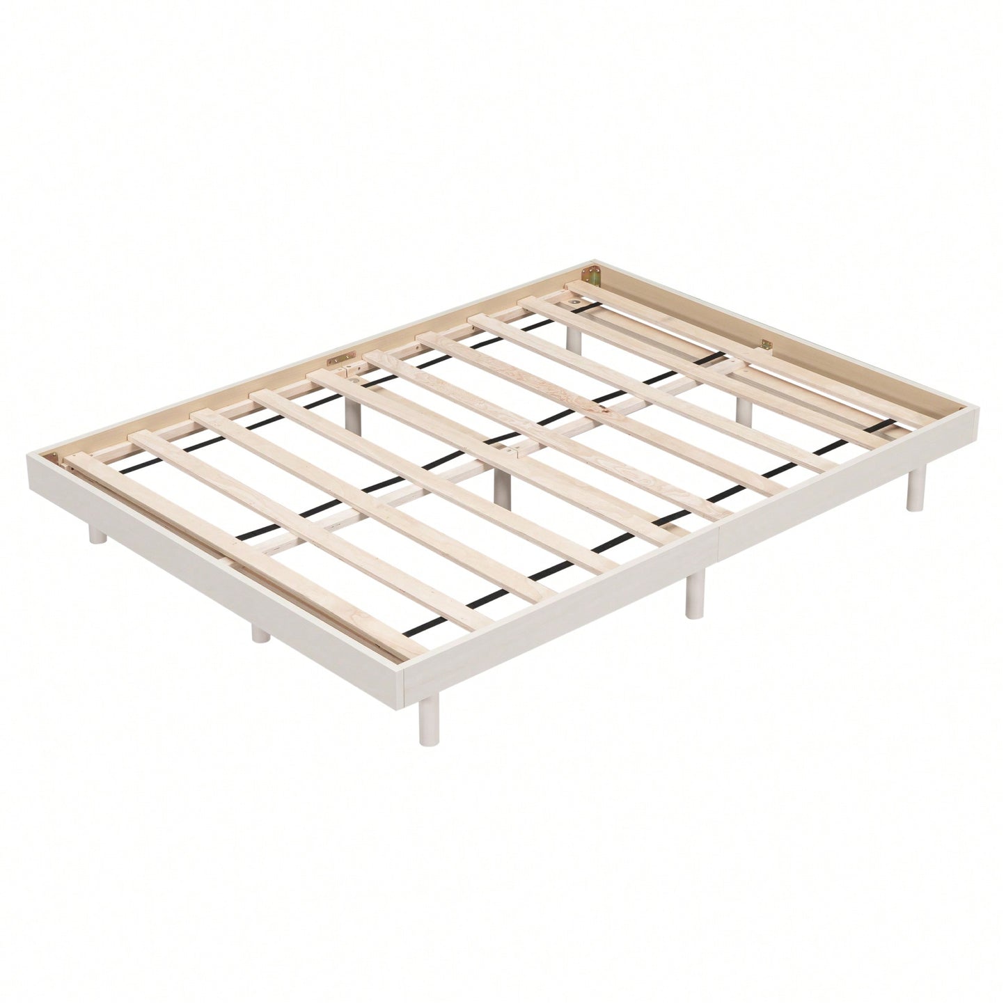 Modern White Washed Full Floating Platform Bed Frame For Stylish Bedroom Decor