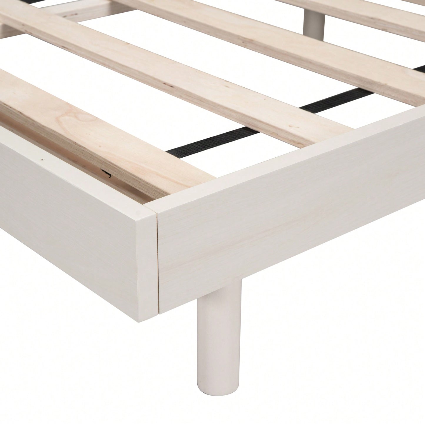 Modern White Washed Full Floating Platform Bed Frame For Stylish Bedroom Decor