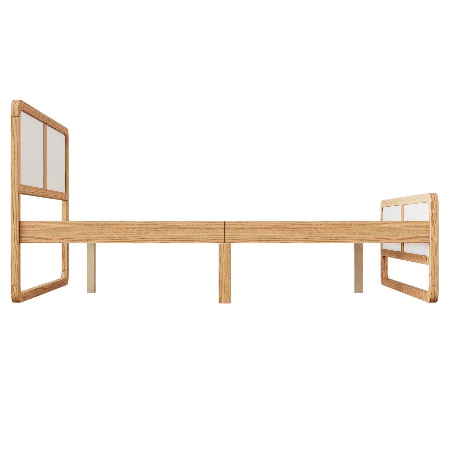 Contemporary Queen Size Solid Wood Platform Bed For Kids And Adults No Box Spring Needed Walnut And White Finish