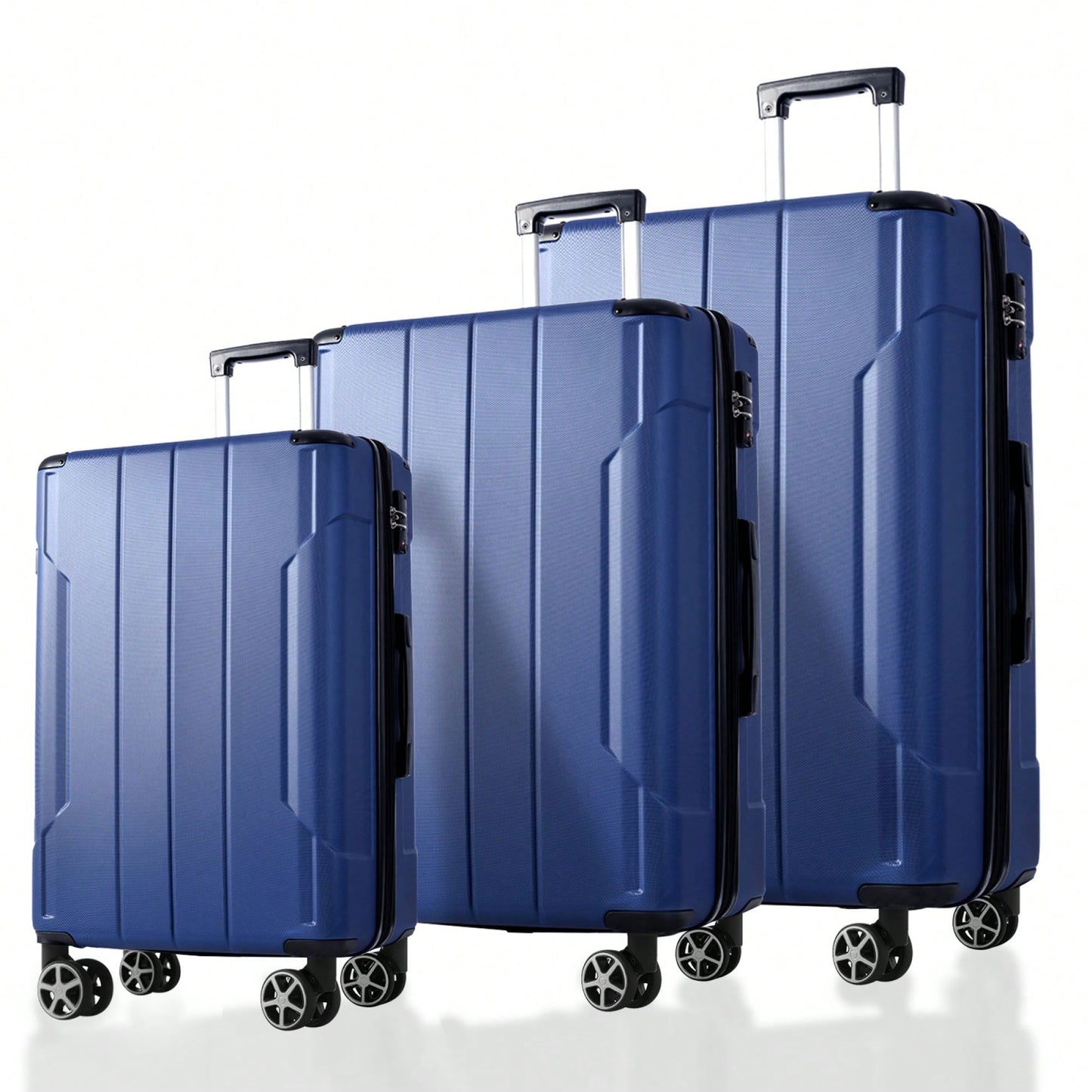Expandable 3 Piece Hard Shell Luggage Set With Double Spinner Wheels And TSA Lock - Black Brown 20/24/28 Inch Suitcases