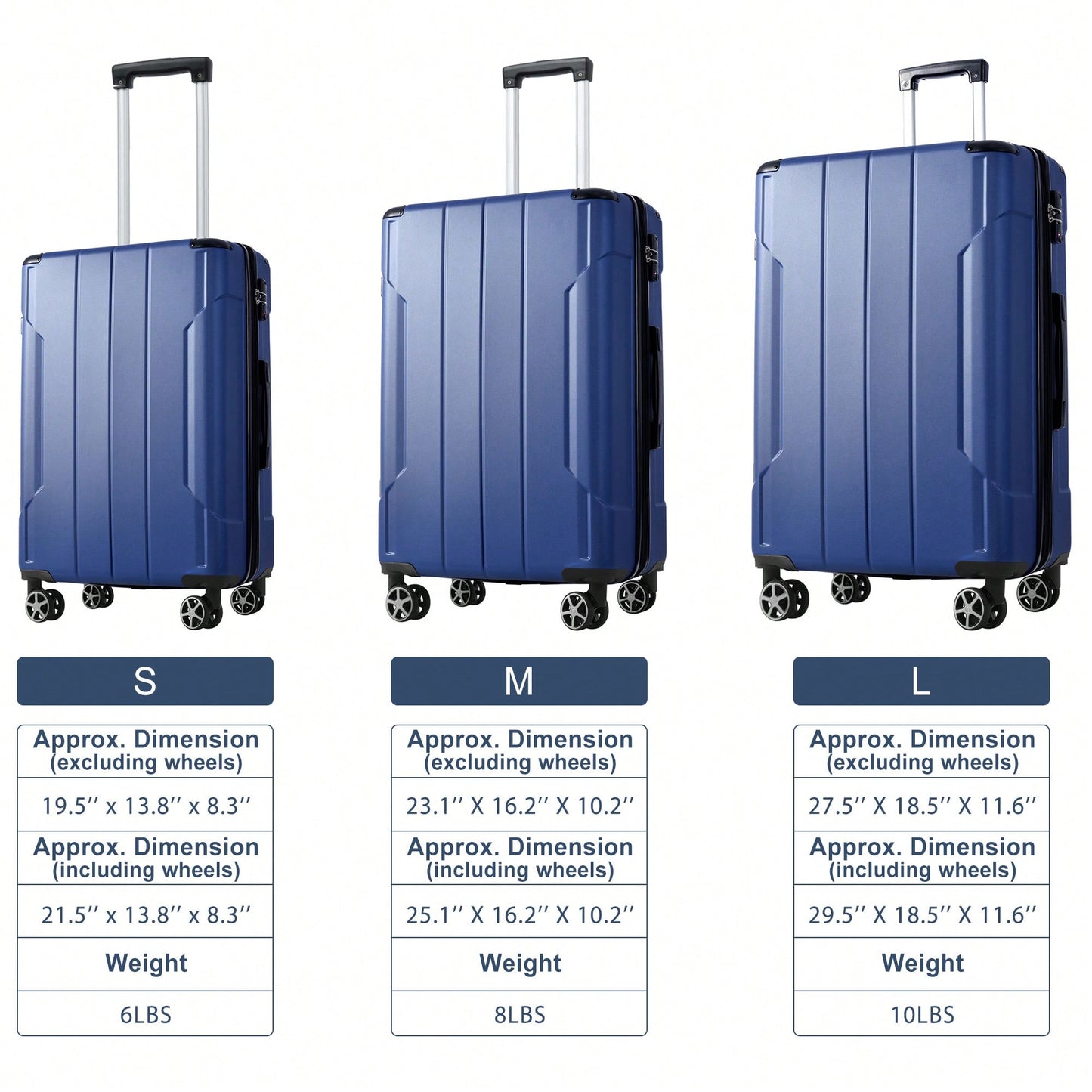 Expandable 3 Piece Hard Shell Luggage Set With Double Spinner Wheels And TSA Lock - Black Brown 20/24/28 Inch Suitcases