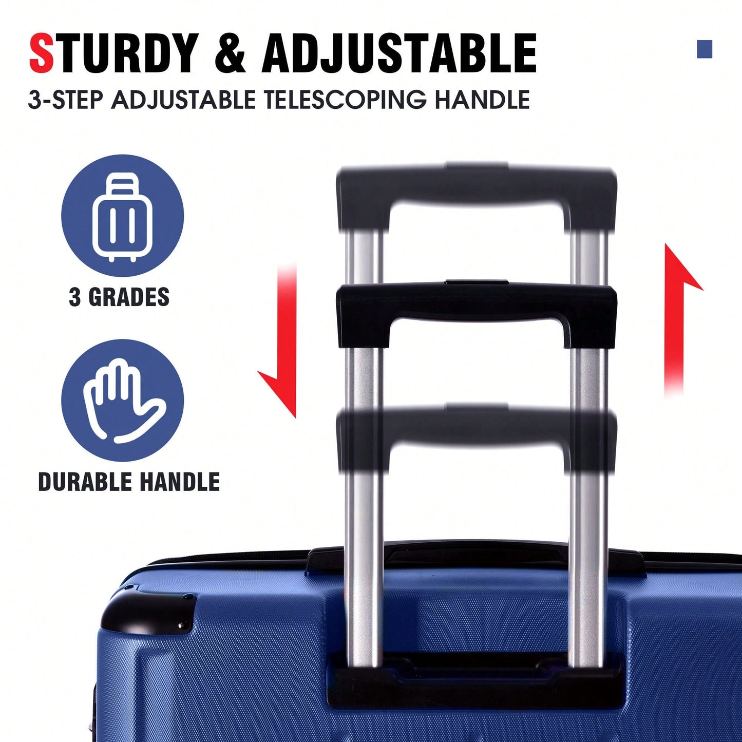 Expandable 3 Piece Hard Shell Luggage Set With Double Spinner Wheels And TSA Lock - Black Brown 20/24/28 Inch Suitcases