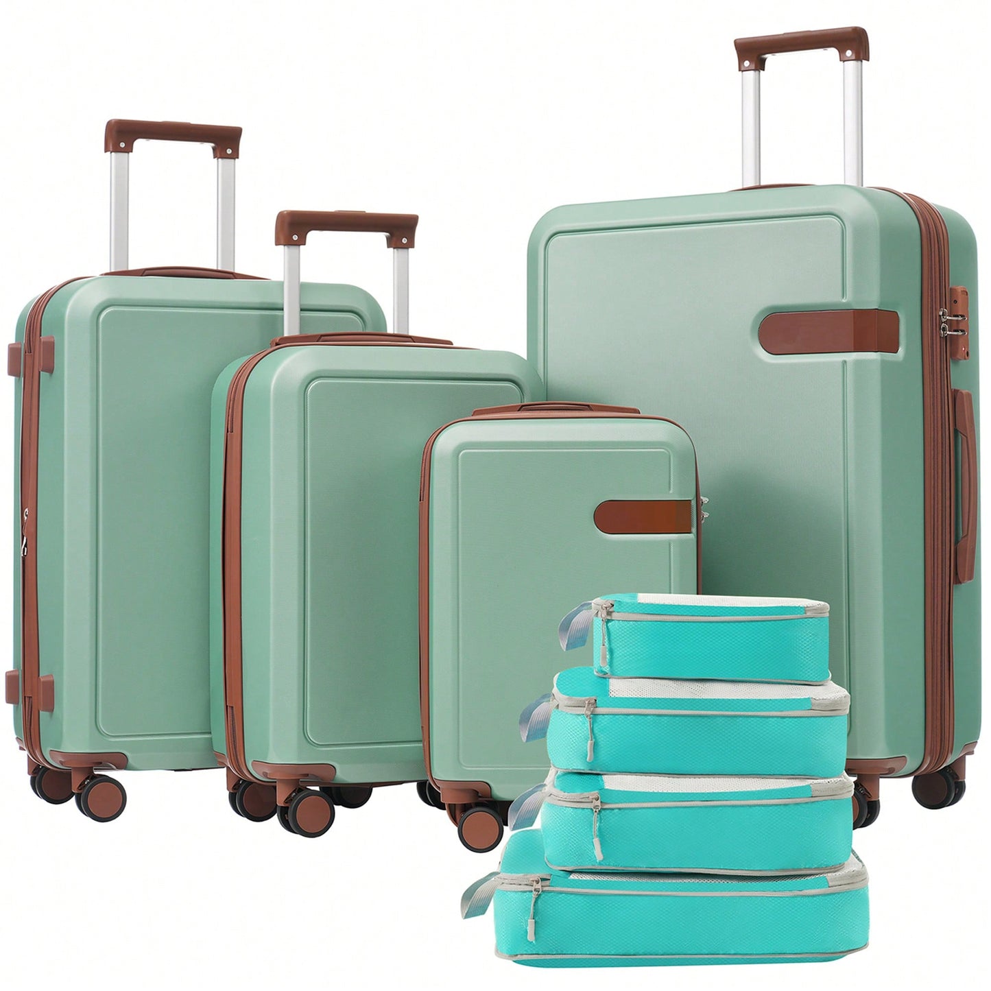 4 Piece Lightweight Luggage Set With Compression Packing Cubes Expandable Spinner Wheels And TSA Lock 16in 20in 24in 28in