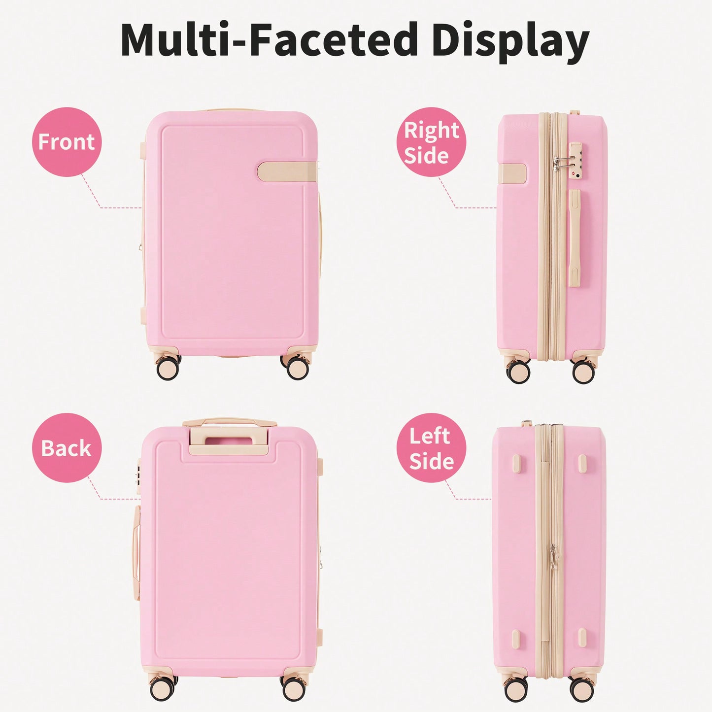 4 Piece Lightweight Luggage Set With Compression Packing Cubes Expandable Spinner Wheels And TSA Lock 16in 20in 24in 28in