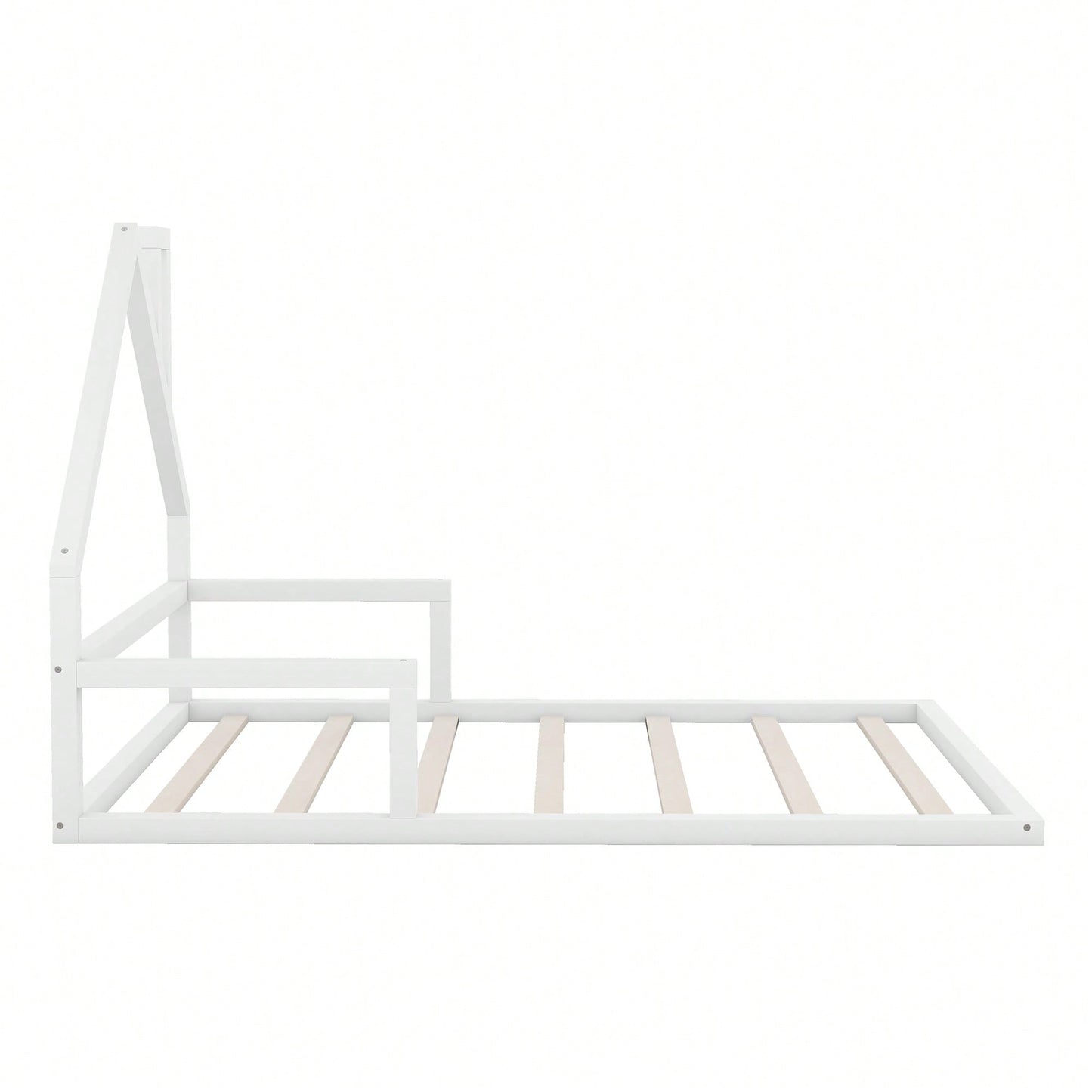 House-Shaped Headboard Full Size Wooden Bed In White Finish