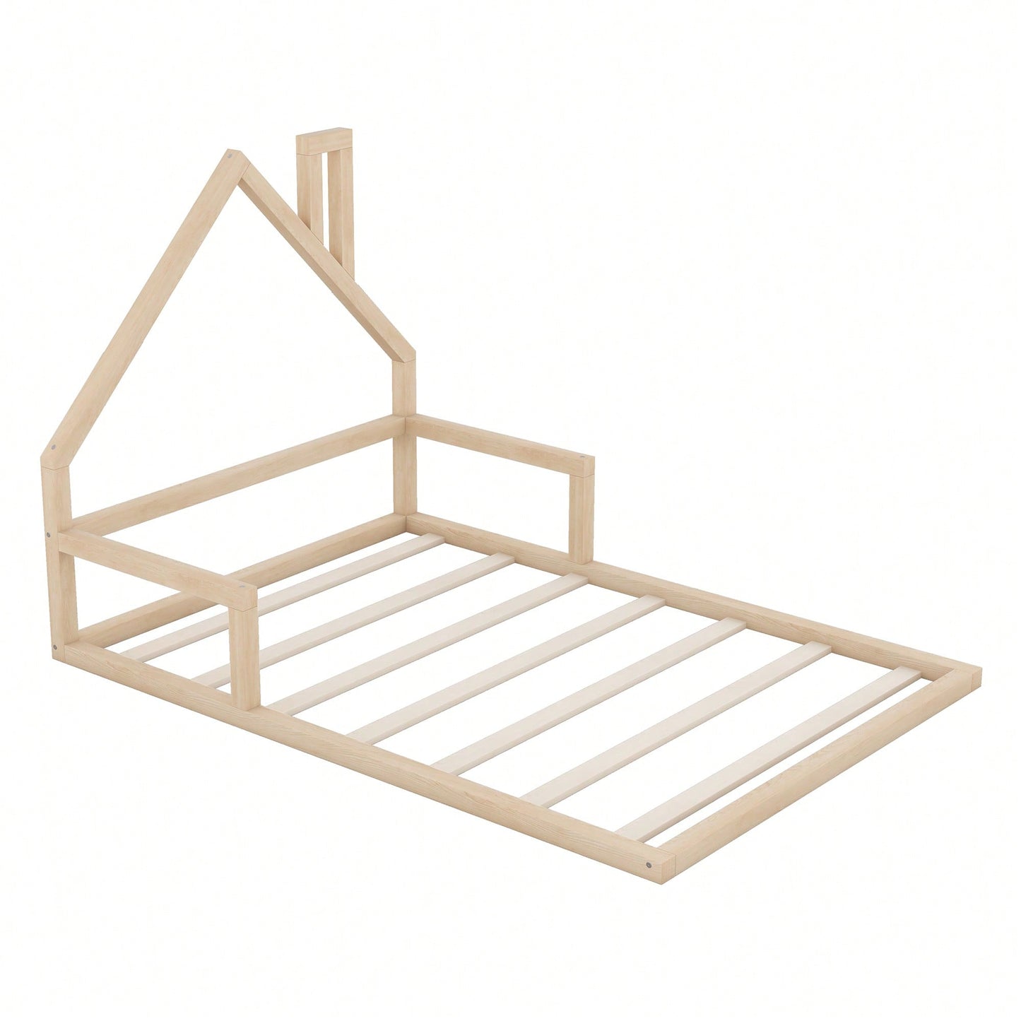 House-Shaped Headboard Full Size Wooden Bed In White Finish