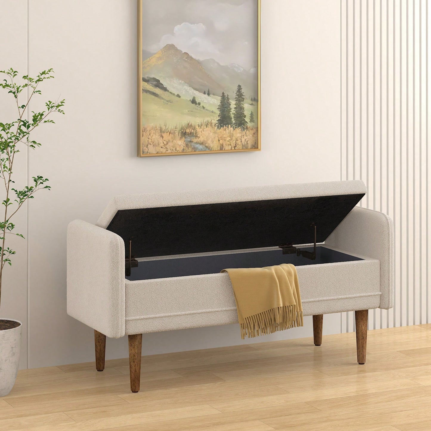 Elegant Black Velvet Storage Stool With Ample Space For Living Rooms And Bedrooms, Perfect For Apartments 45.98x16.75x21.75 Inches