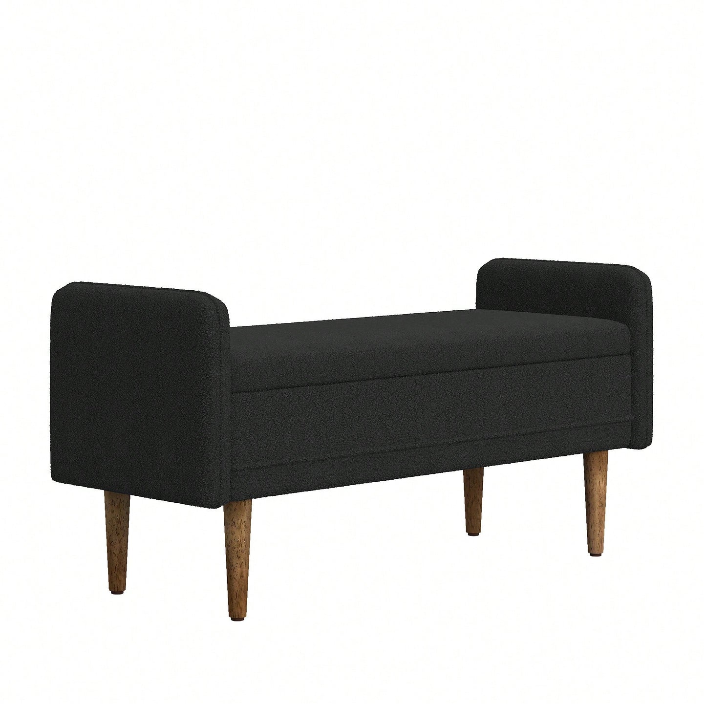 Elegant Black Velvet Storage Stool With Ample Space For Living Rooms And Bedrooms, Perfect For Apartments 45.98x16.75x21.75 Inches