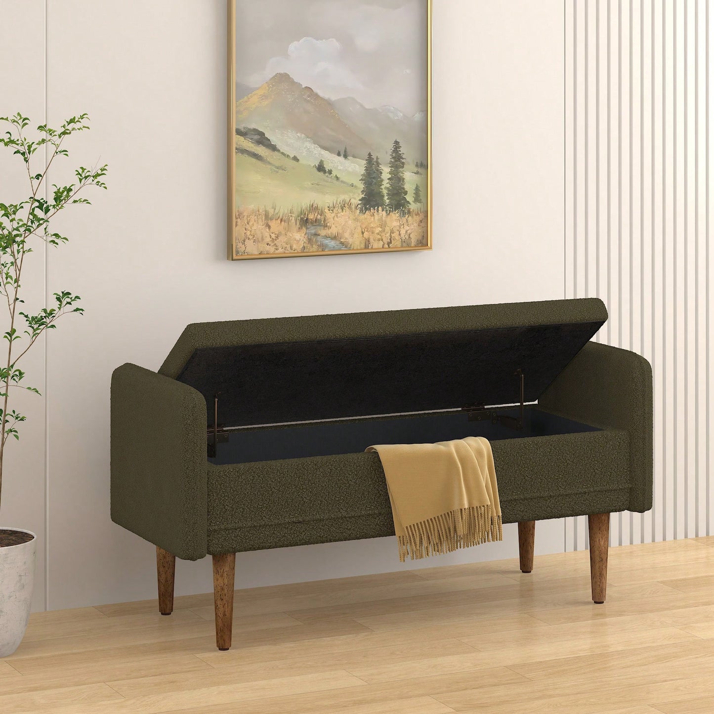 Elegant Black Velvet Storage Stool With Ample Space For Living Rooms And Bedrooms, Perfect For Apartments 45.98x16.75x21.75 Inches