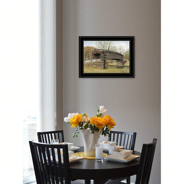 Rustic Framed Print Of Historic Humpback Bridge In Black Frame For Home Decor