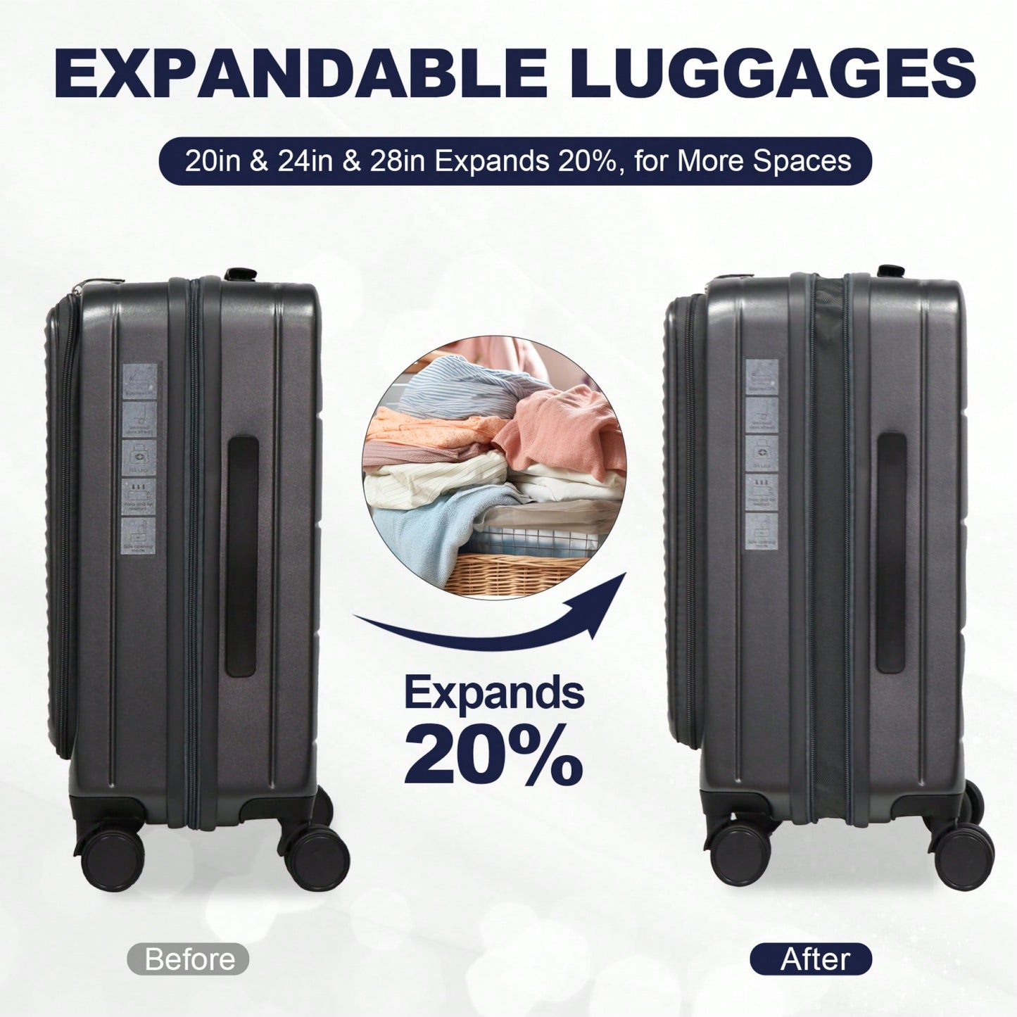 Front Opening Hardshell Suitcase With TSA Approved Lock In Black