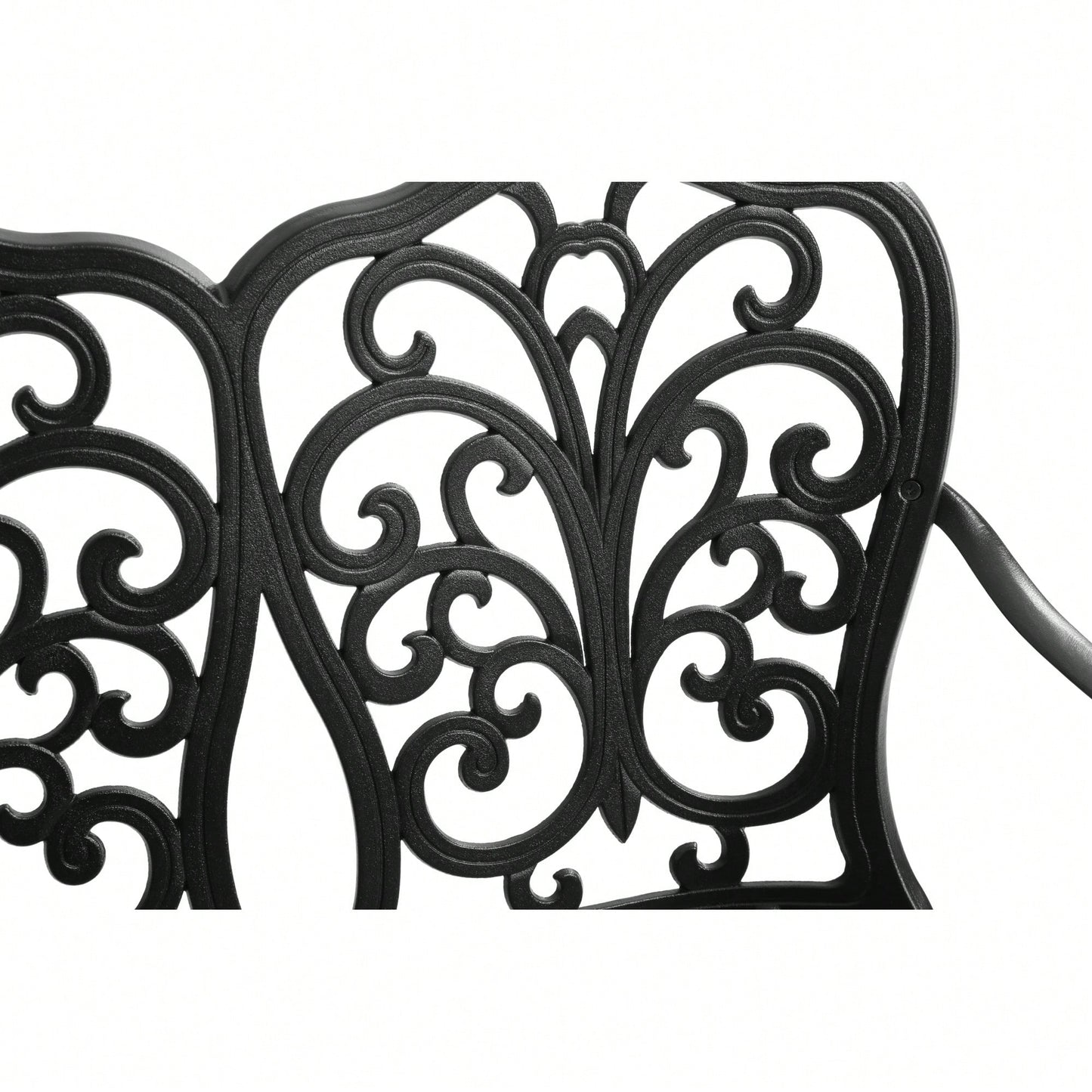 Elegant Floral Rose Design Cast Aluminum Outdoor Garden Bench For Patio Park Lawn Yard Black