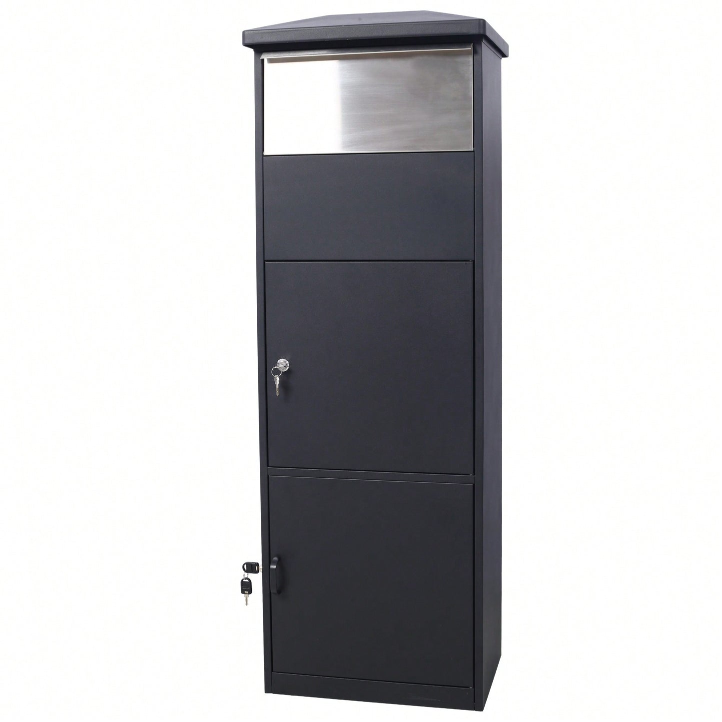 Large Lockable Parcel Drop Box With Floor Slot For Secure Mail Delivery - Black
