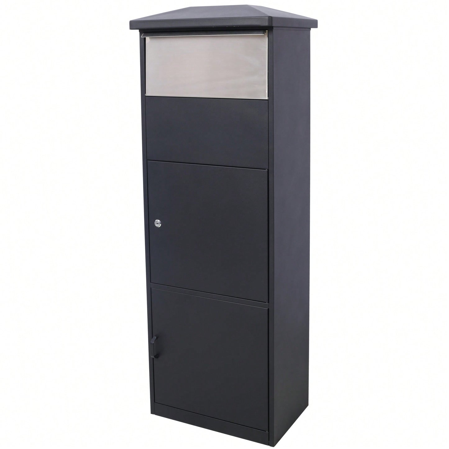 Large Lockable Parcel Drop Box With Floor Slot For Secure Mail Delivery - Black
