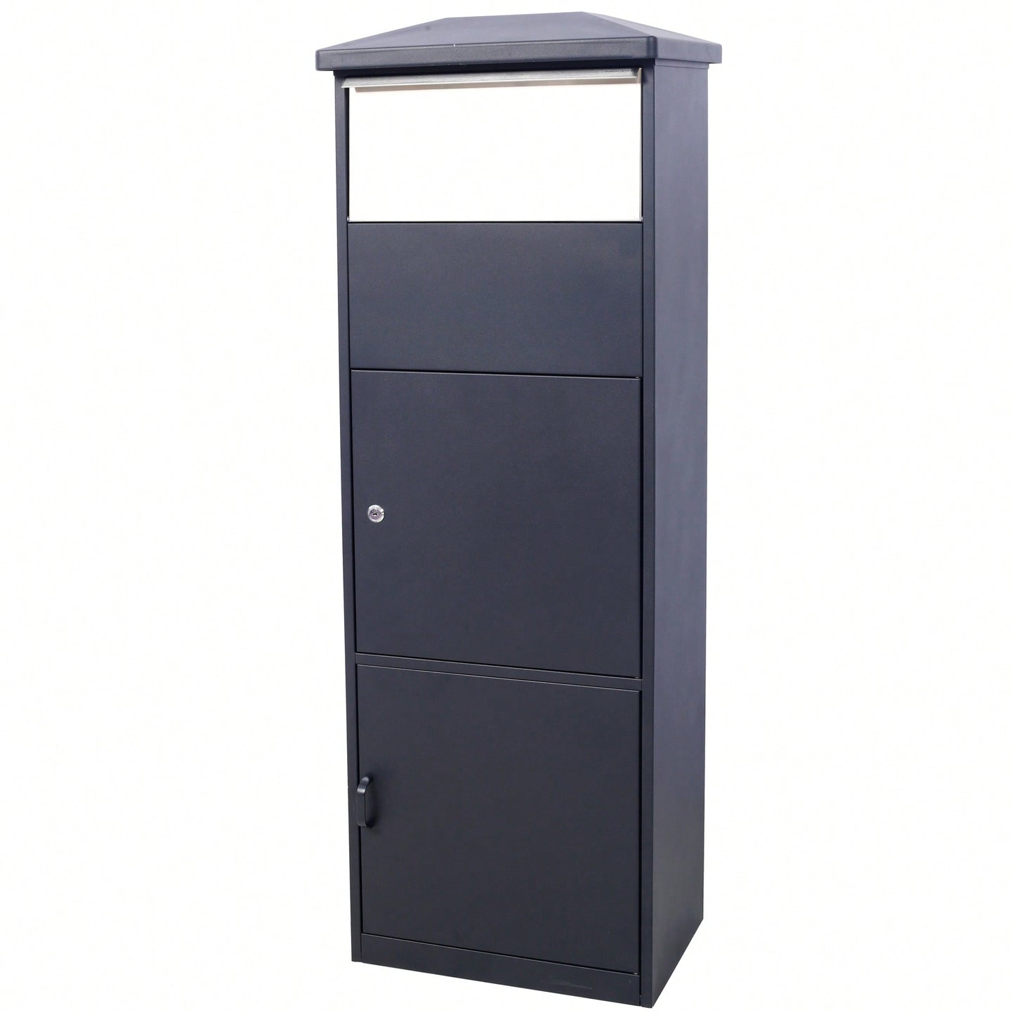Large Lockable Parcel Drop Box With Floor Slot For Secure Mail Delivery - Black