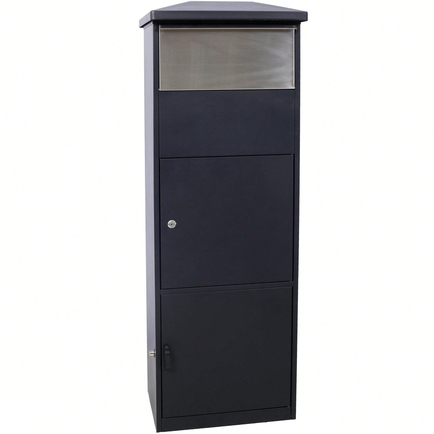 Large Lockable Parcel Drop Box With Floor Slot For Secure Mail Delivery - Black