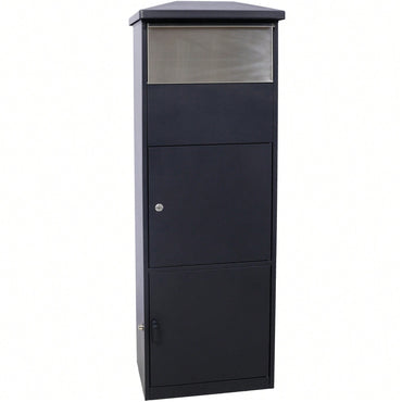 Large Lockable Parcel Drop Box With Floor Slot For Secure Mail Delivery - Black