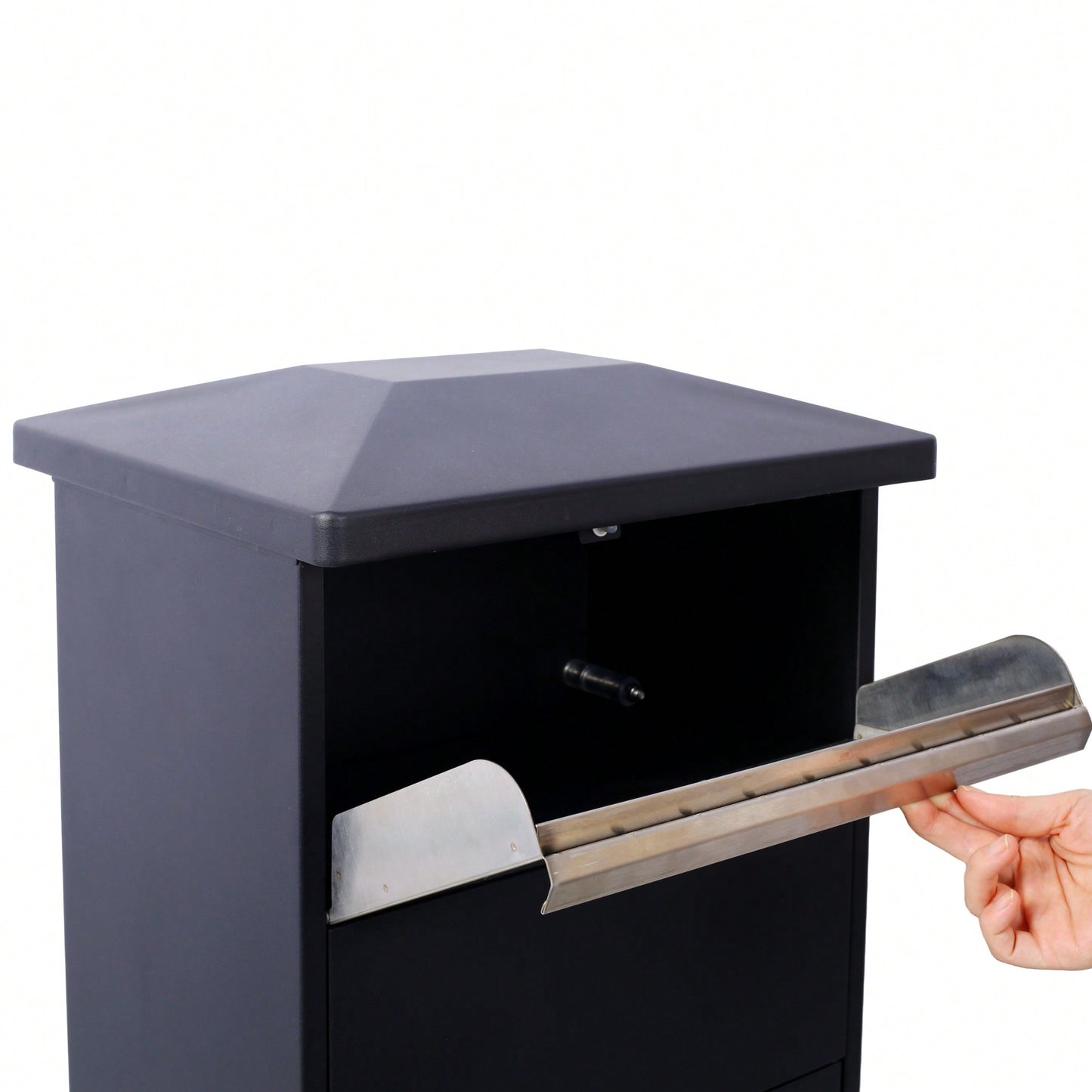 Large Lockable Parcel Drop Box With Floor Slot For Secure Mail Delivery - Black
