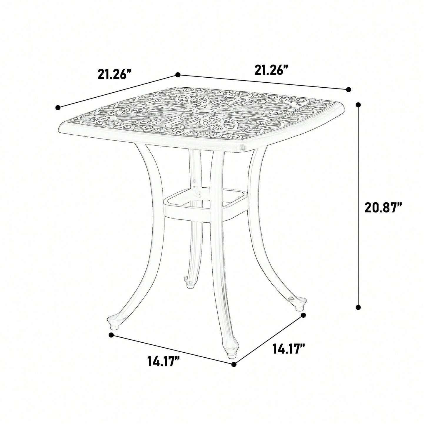 Rustproof Cast Aluminum 3 Piece Bistro Set With Cushions For Outdoor Patio Garden Balcony - 2 Chairs And Round Table