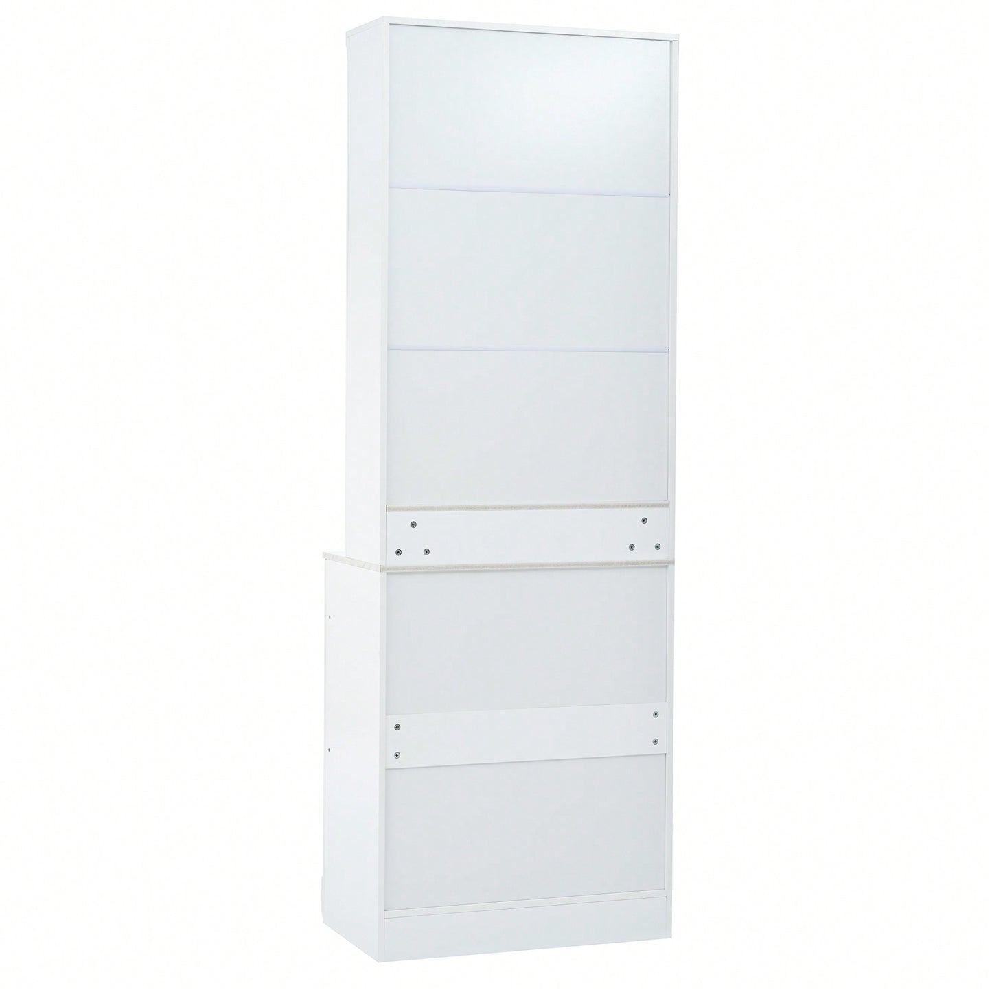 Modern 83.7inch High Freestanding Kitchen Pantry With Faux Marble Top And Adjustable Shelf, Tall Display Cabinet With 5 Storage Drawers In Gray