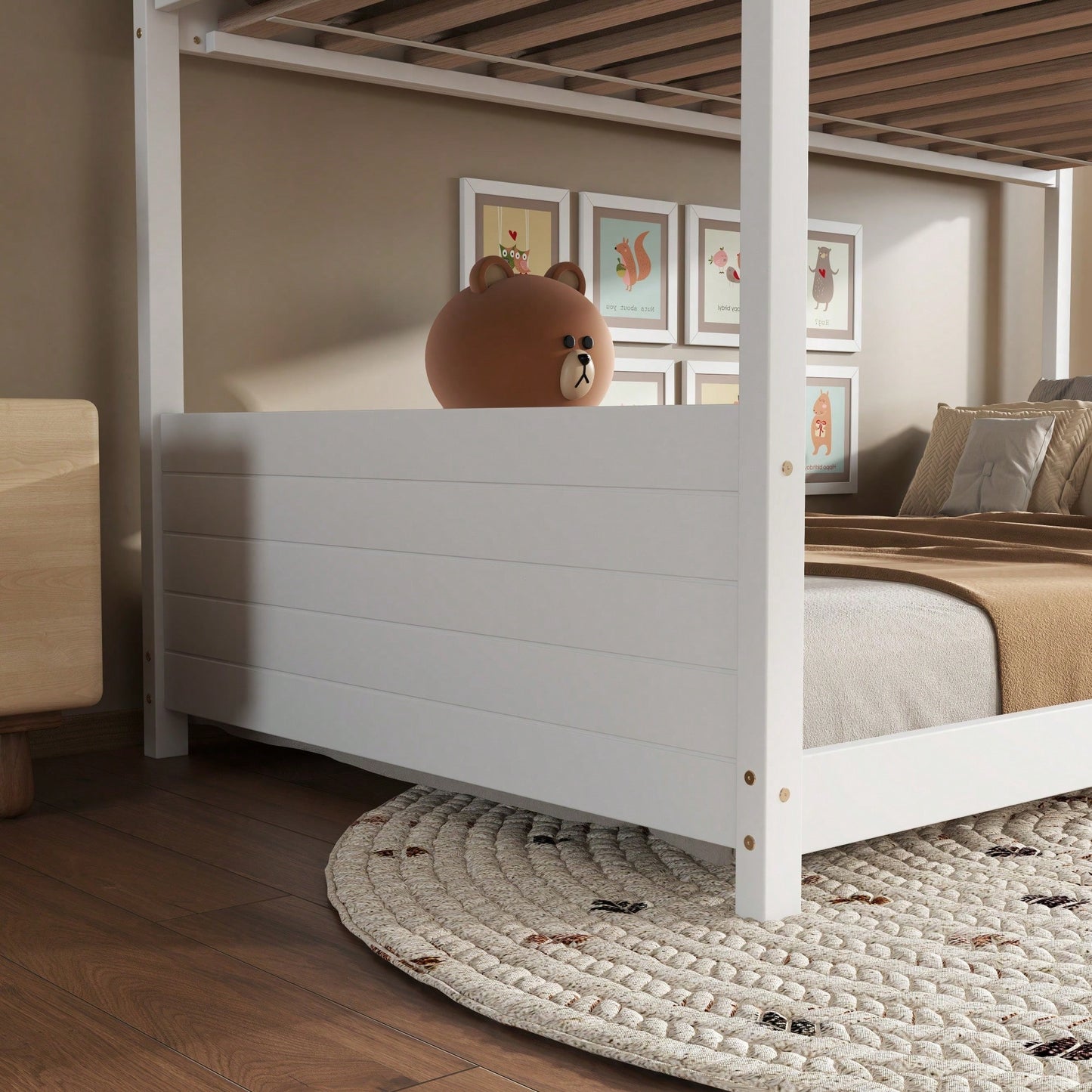 Twin Over Twin Bunk Bed With Headboards, Footboards, Guardrails And Ladder, Rubber Wood Construction Light Grey