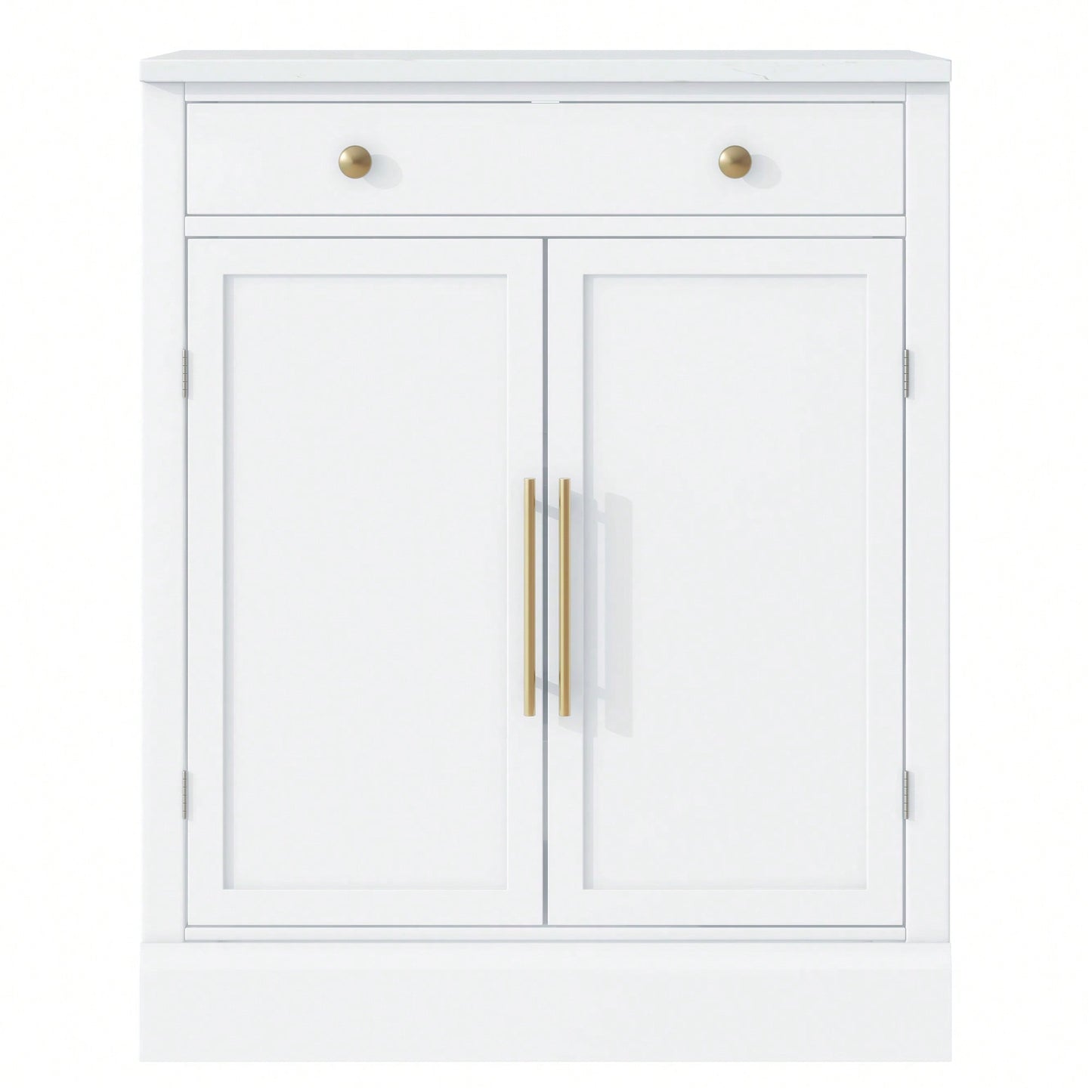 Modern Freestanding Kitchen Pantry Buffet Storage Cabinet With Adjustable Shelves And Drawer For Dining Room And Kitchen In White
