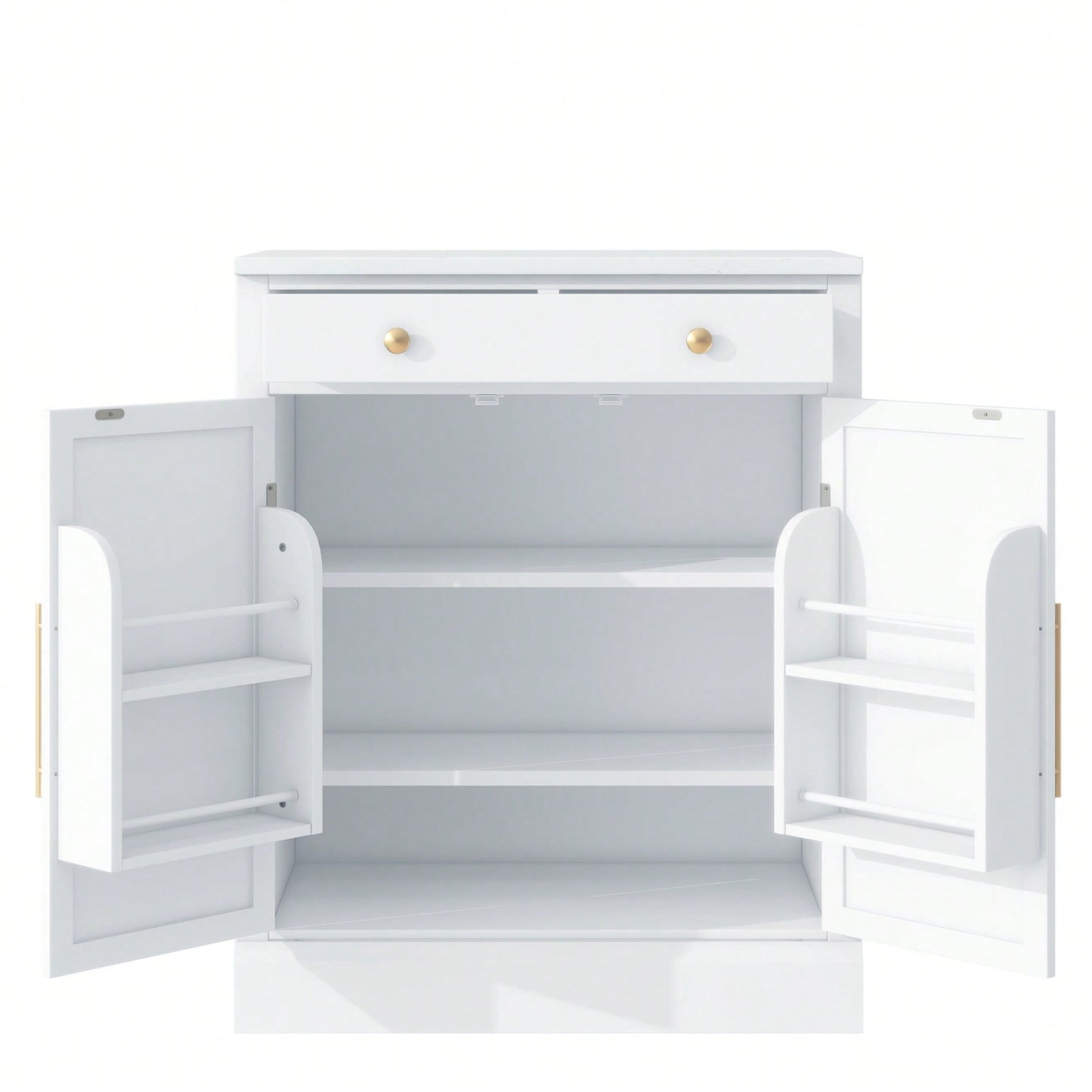 Modern Freestanding Kitchen Pantry Buffet Storage Cabinet With Adjustable Shelves And Drawer For Dining Room And Kitchen In White