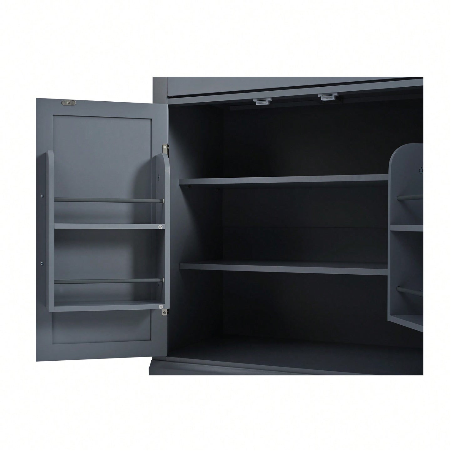 Modern Freestanding Kitchen Pantry Buffet Storage Cabinet With Adjustable Shelves And Drawer For Dining Room And Kitchen In White