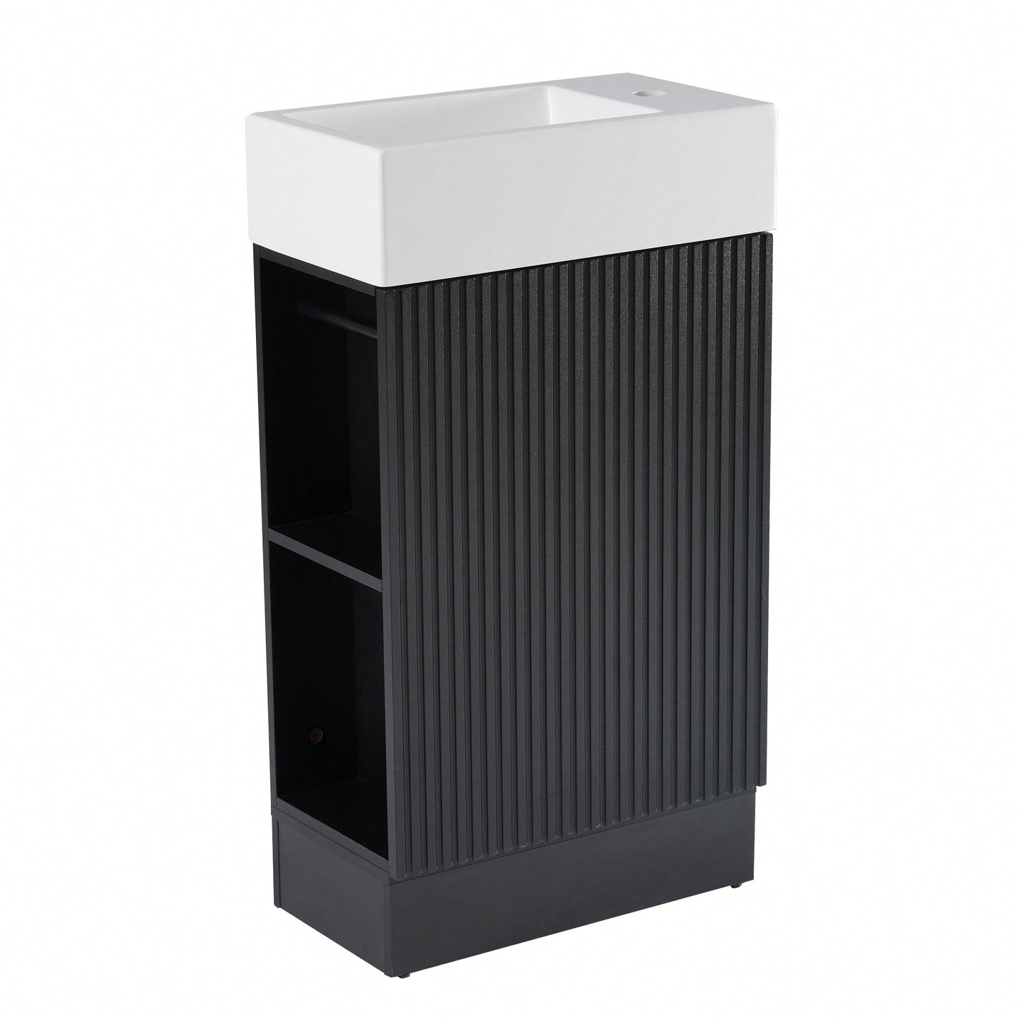 18.6 Inch Black Bathroom Vanity With Sink And Two-Tier Shelf For Left Or Right Orientation