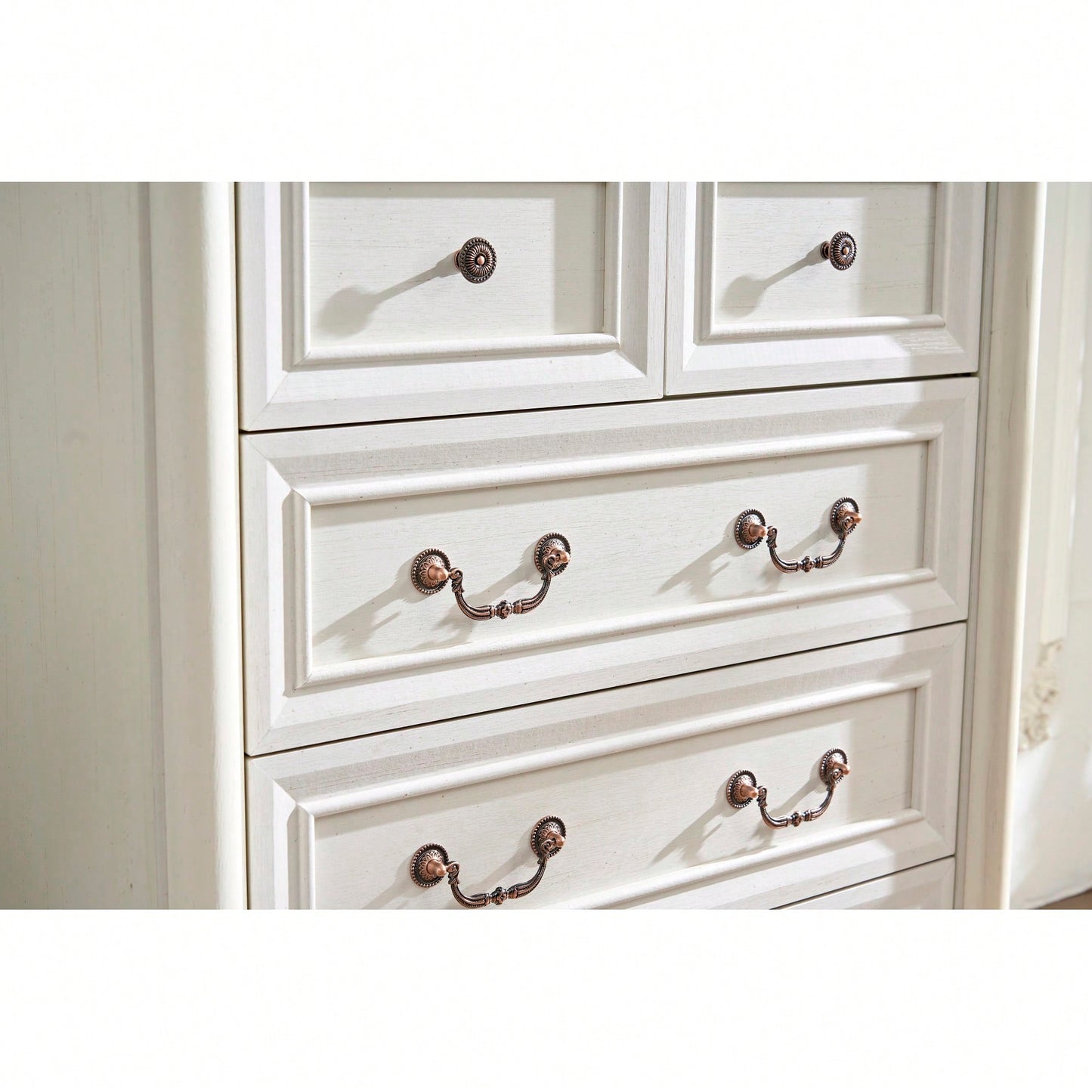 Rustic 7 Drawer Wooden Dresser Chest For Bedroom And Living Room Storage With Base And Riser Trim