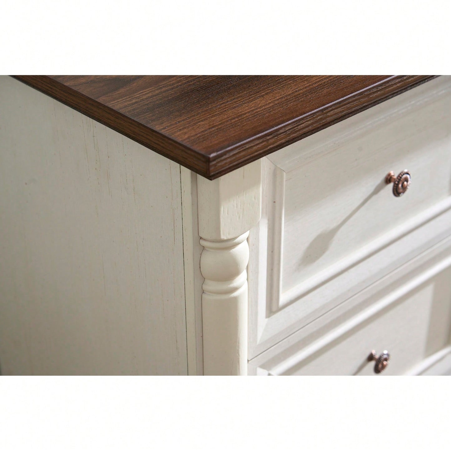 Rustic Farmhouse 6 Drawer Wooden Dresser Chest For Bedroom And Living Room Storage Organizer Sturdy Durable Design