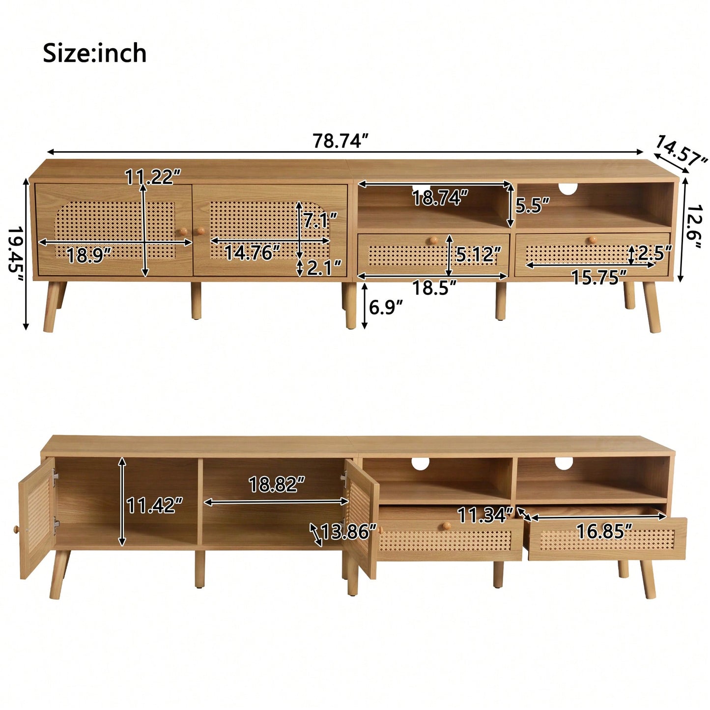 Modern Farmhouse TV Stand For 85 Inch TVs Solid Wood Legs Entertainment Center For Living Room And Home Theatre