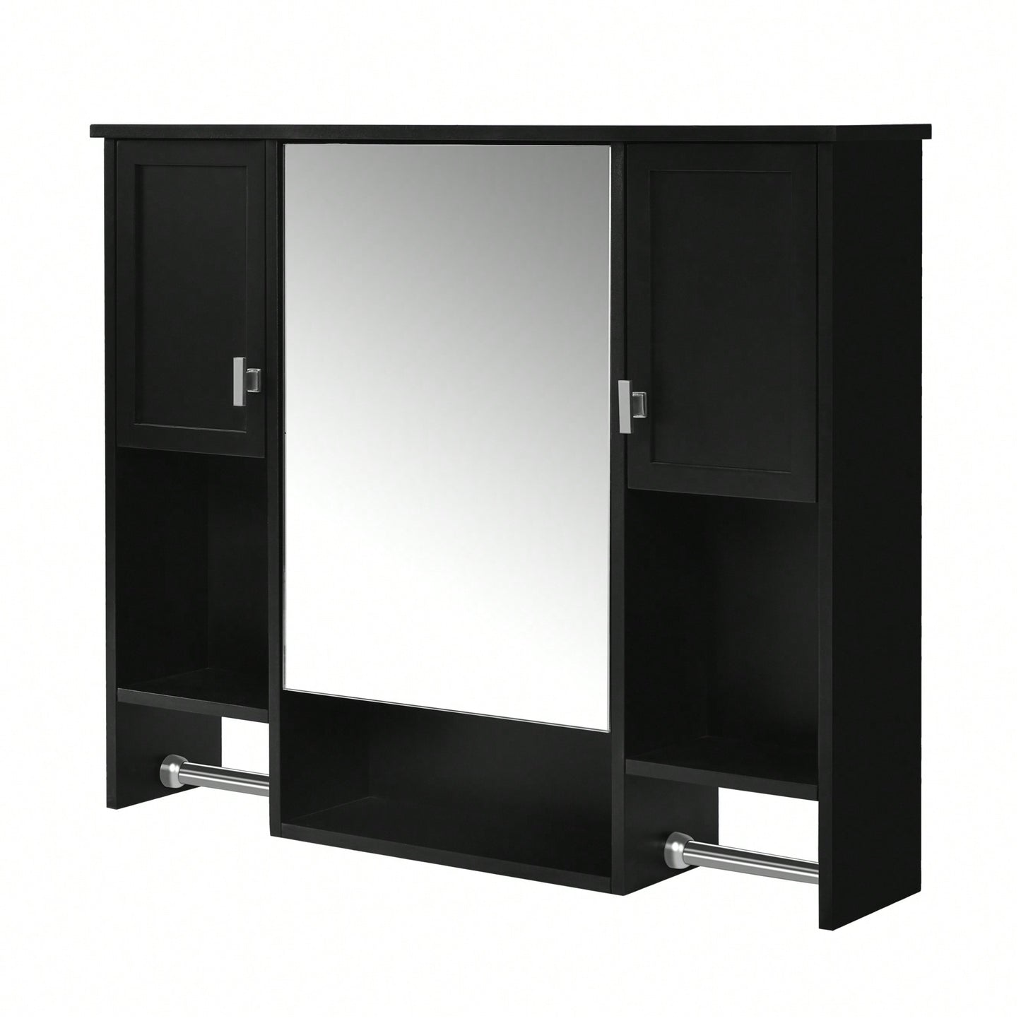 35x28 Inch Modern Wall Mounted Bathroom Storage Cabinet With Mirror And Towel Bar