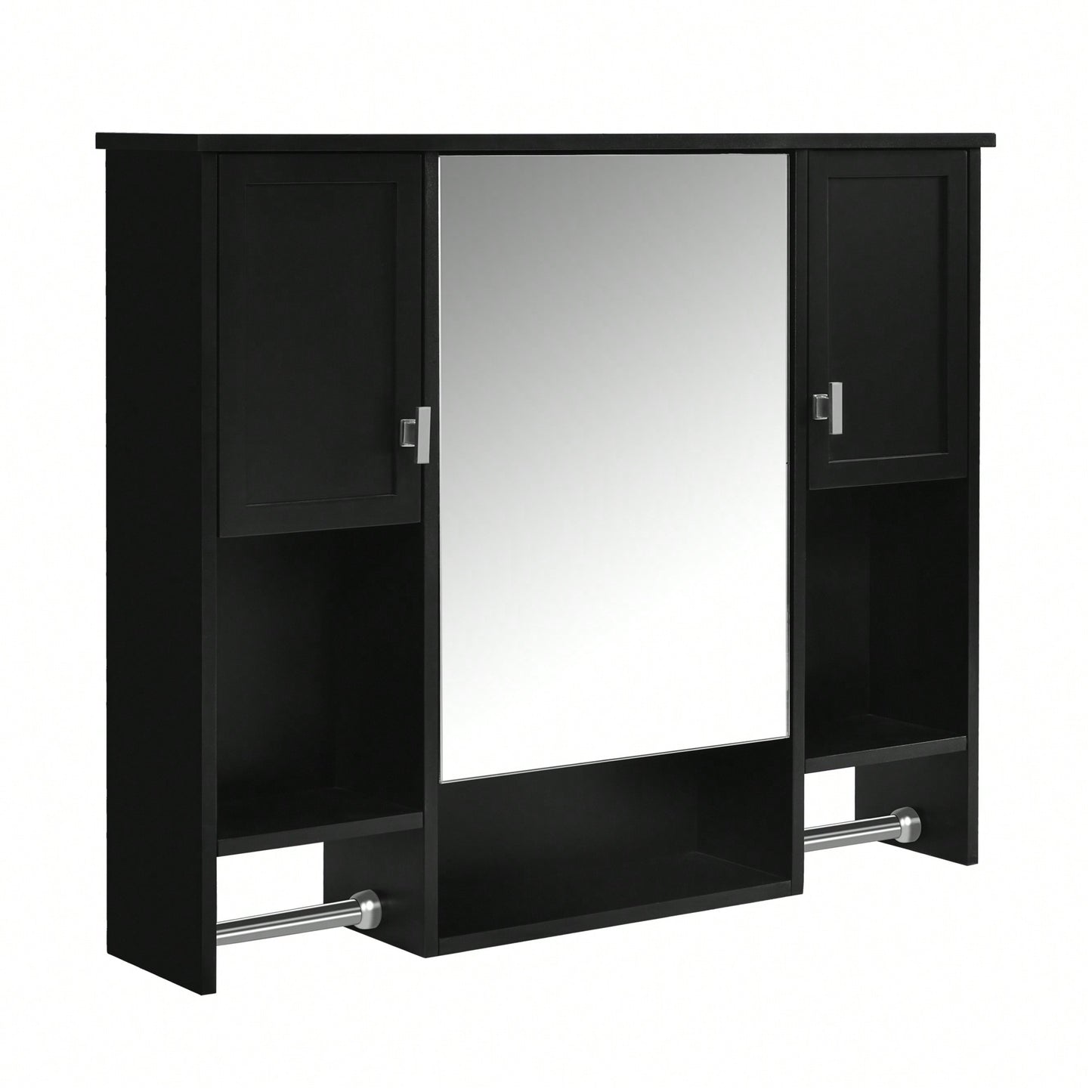 35x28 Inch Modern Wall Mounted Bathroom Storage Cabinet With Mirror And Towel Bar