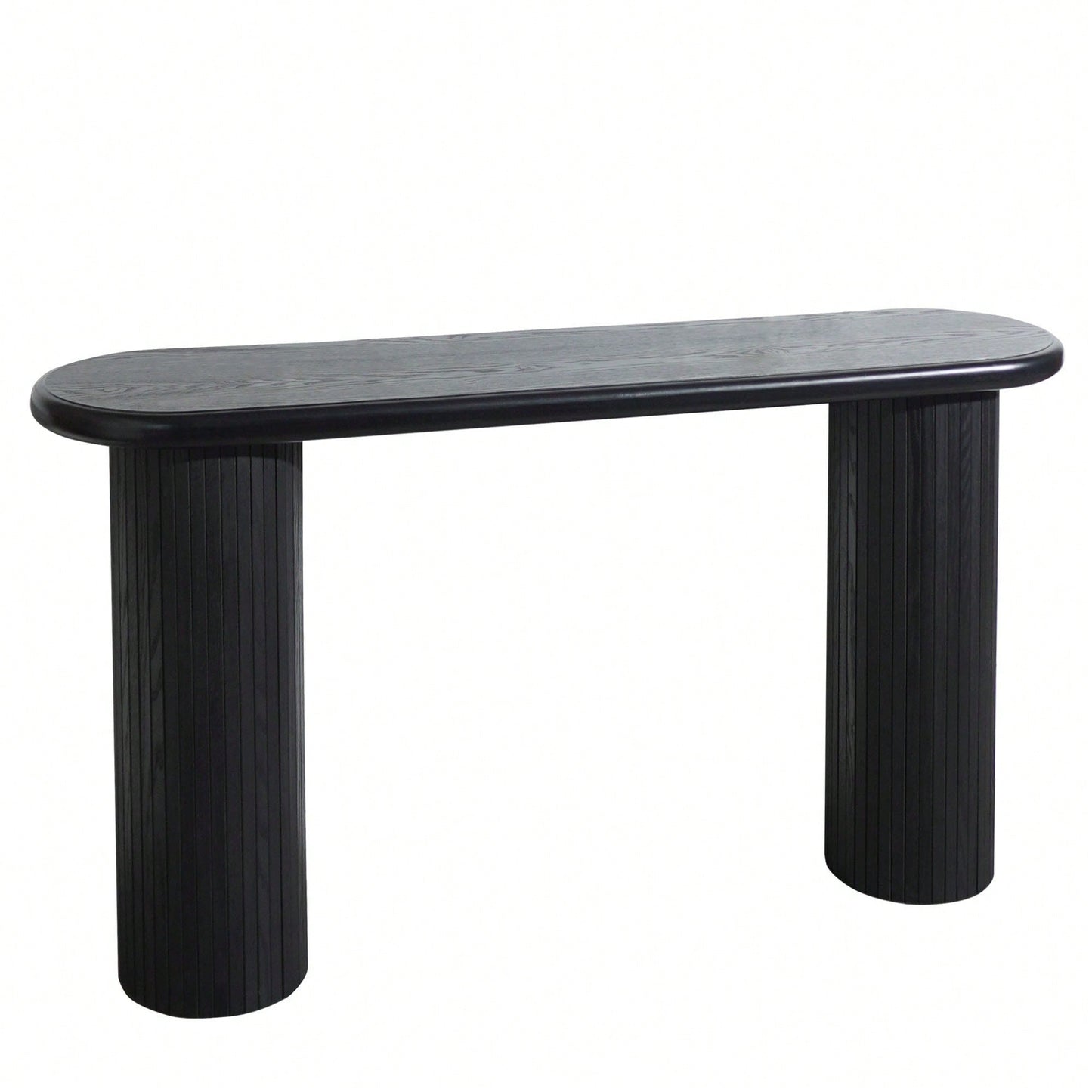 Modern Fluted Black Console Table 56 Inch Narrow Entryway Table Stylish Hallway Sofa Table For Living Room