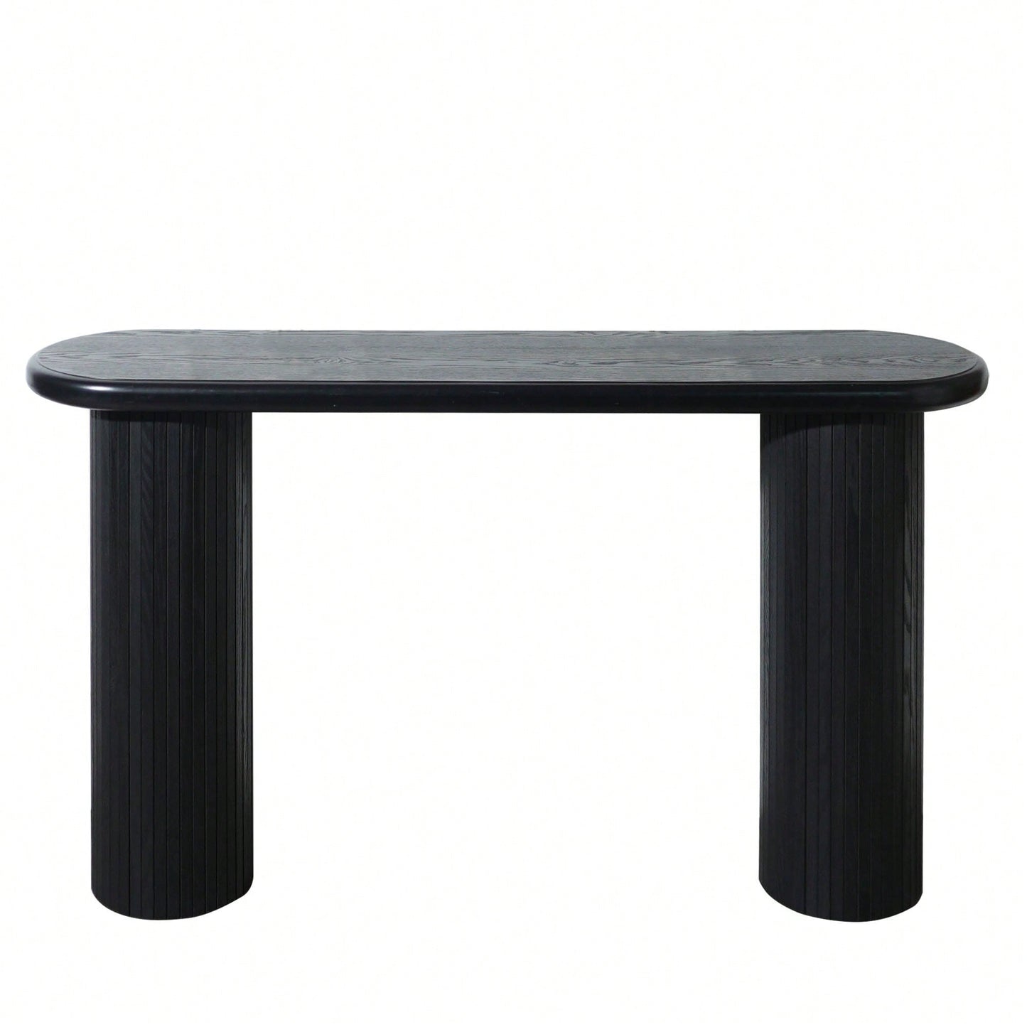 Modern Fluted Black Console Table 56 Inch Narrow Entryway Table Stylish Hallway Sofa Table For Living Room
