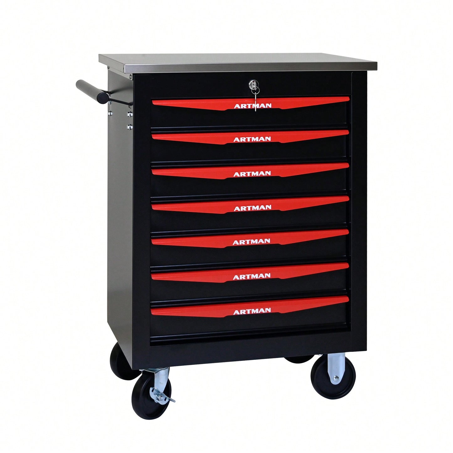 Multifunctional 7 Drawer Rolling Tool Cart With Wheels For Garage Workshop Storage Black And Red