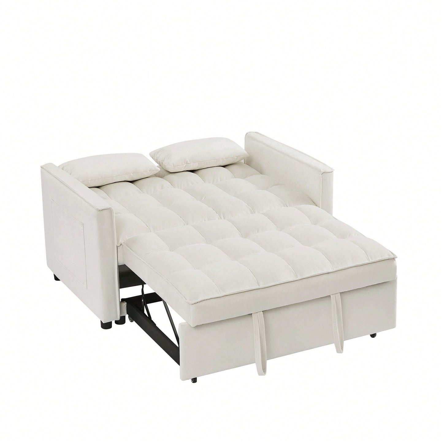 Elegant White Velvet Loveseat Sofa Bed For Stylish Living Spaces And Comfort