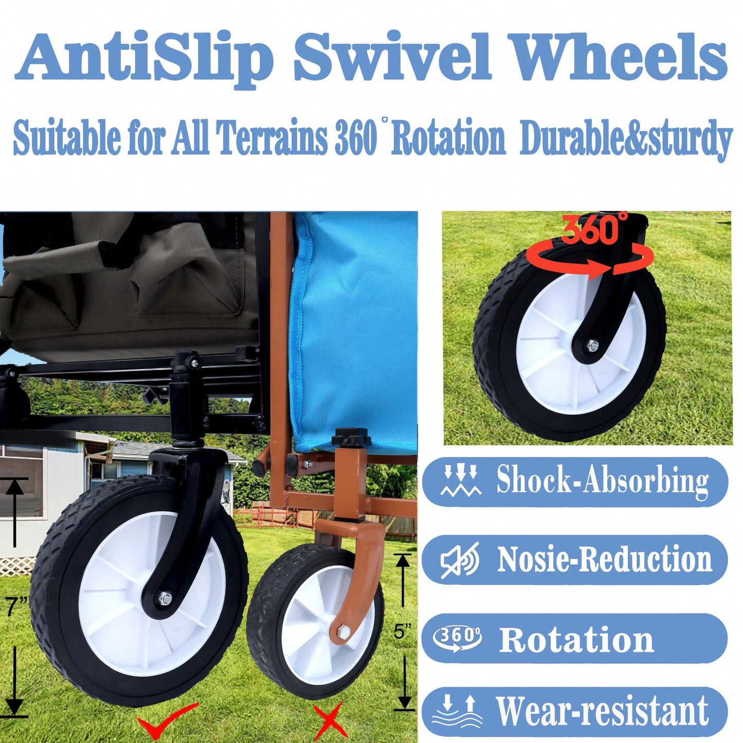 Heavy-Duty Collapsible Utility Wagon Cart With Strapping System For Beach Camping Shopping Gardening And Fishing Includes 3 Plastic Liner Bags Black