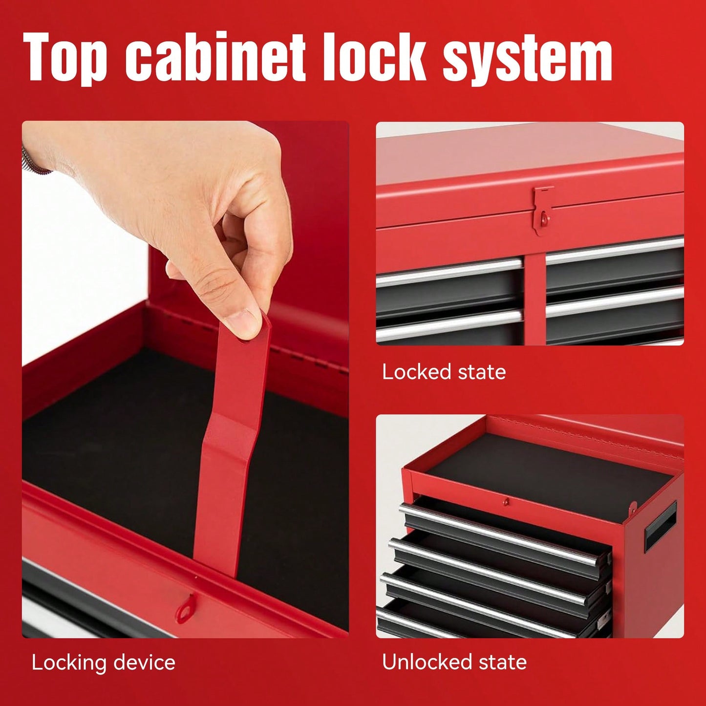 5-Drawer Rolling Tool Storage Cabinet With Detachable Top Box, Lockable Wheels, Adjustable Shelf, And Metal Construction For Garage And Workshop Organization