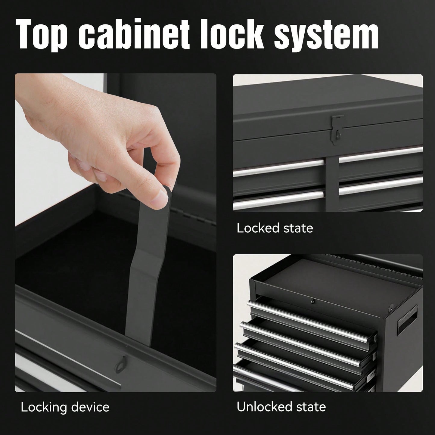 5-Drawer Rolling Tool Storage Cabinet With Detachable Top Box, Lockable Wheels, Adjustable Shelf, And Metal Construction For Garage And Workshop Organization