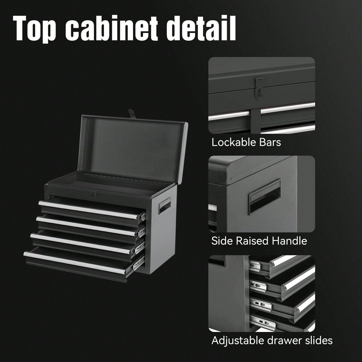 5-Drawer Rolling Tool Storage Cabinet With Detachable Top Box, Lockable Wheels, Adjustable Shelf, And Metal Construction For Garage And Workshop Organization
