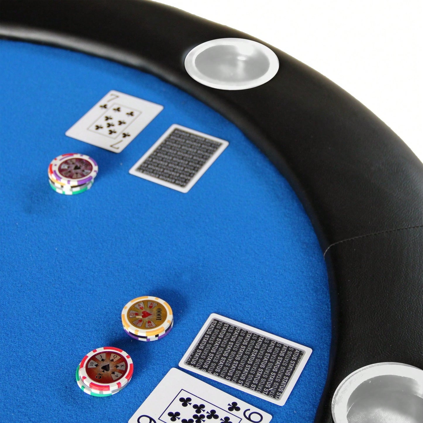 Tri-Fold Folding Poker Table Top For 10 Players Texas Holdem And Blackjack Casino Game Blue